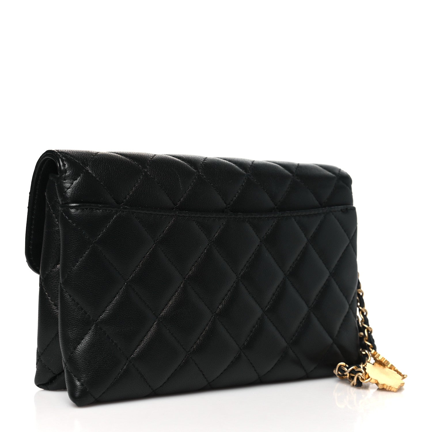 Chanel Lambskin Quilted CC Pouch With Handle Black 4 of 13