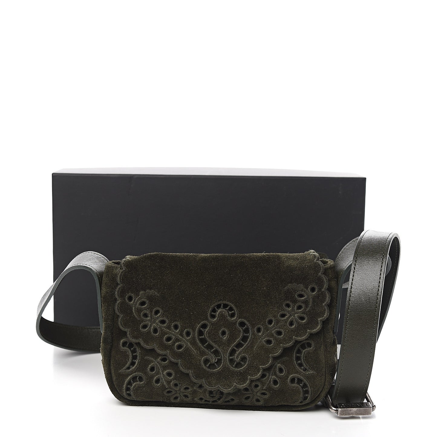 Suede Embroidered Flap Dark Green
