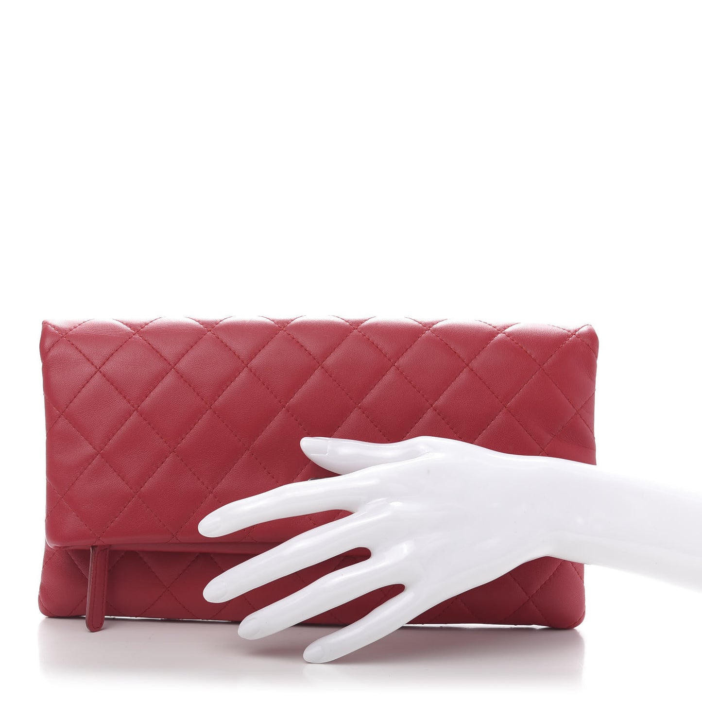Lambskin Quilted CC Beauty Clutch Red