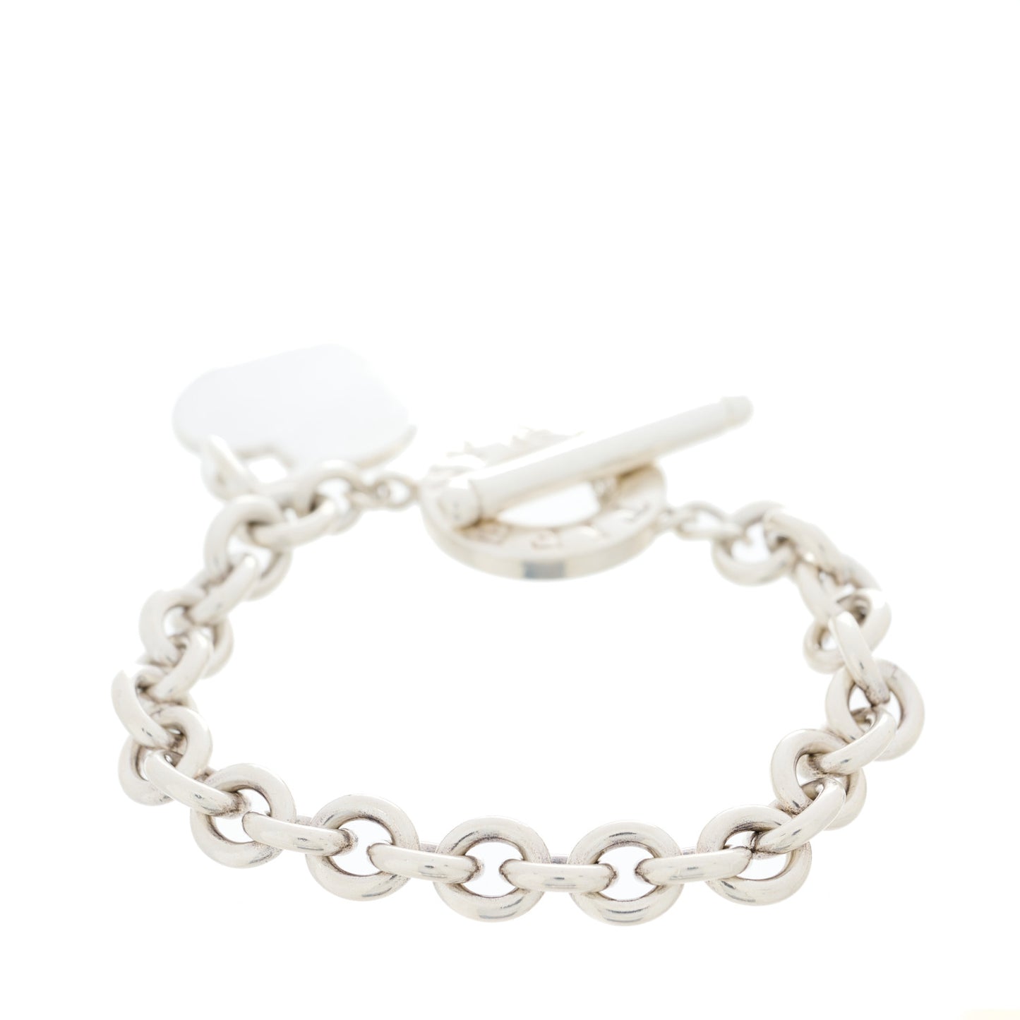 Sterling Silver Heart Tag Toggle Bracelet
