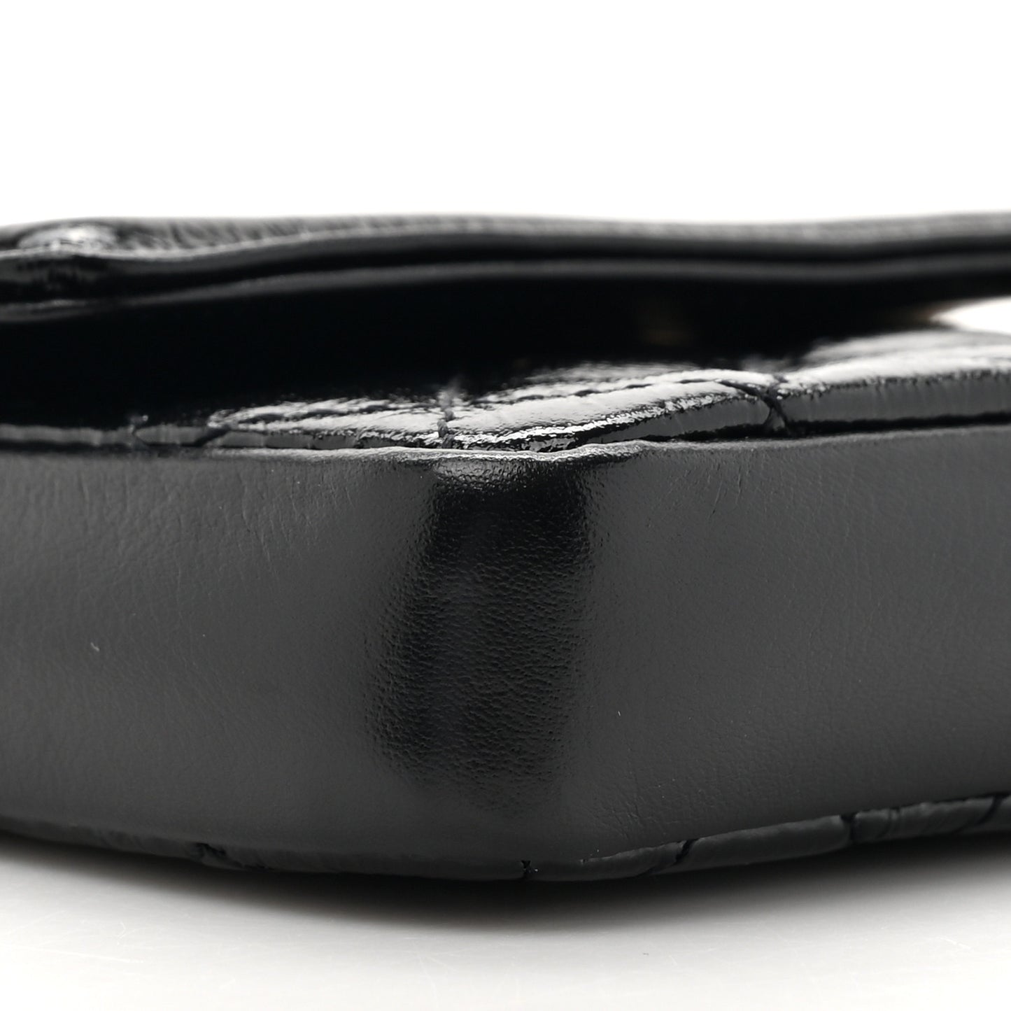 Shiny Aged Calfskin Quilted Waist Belt Bag Black