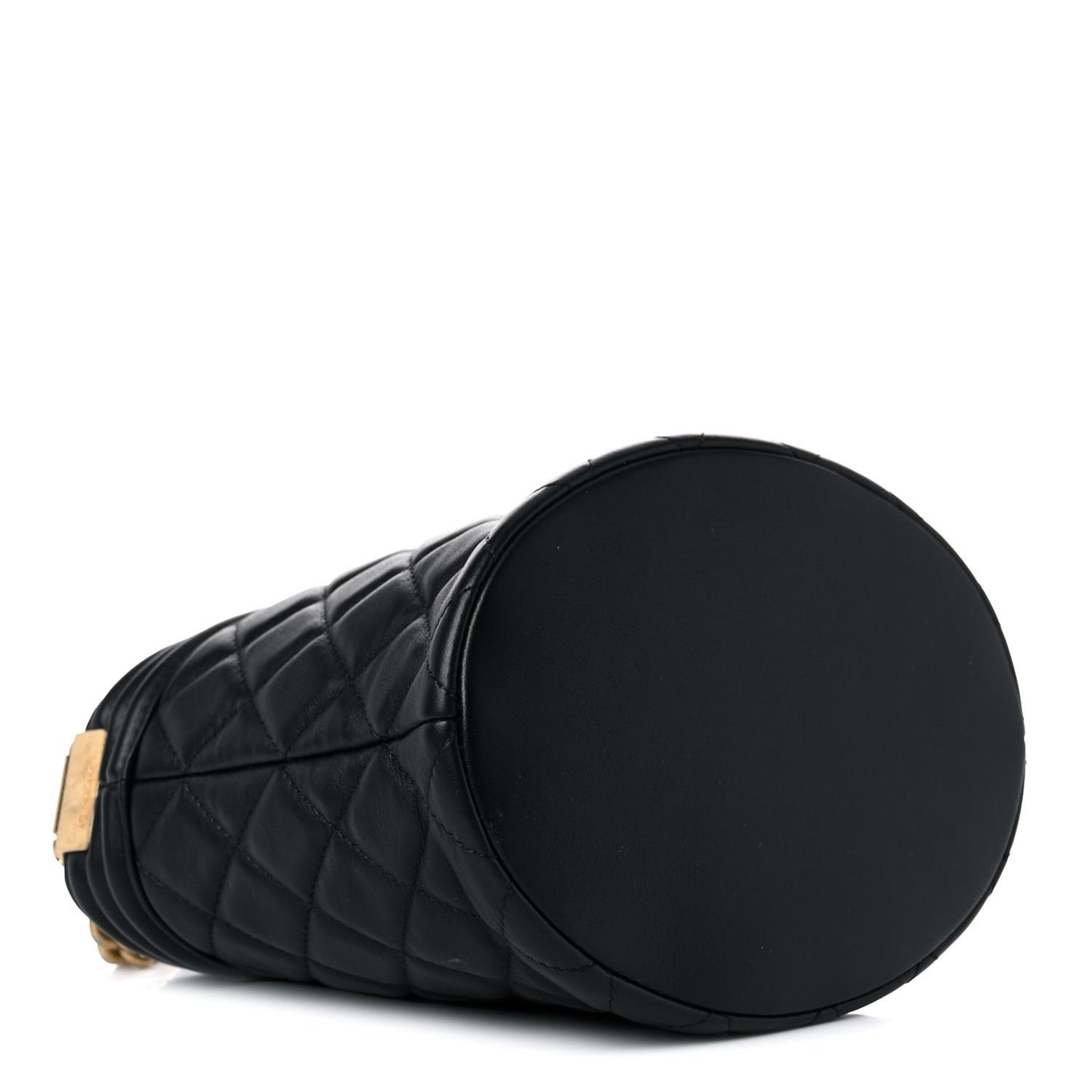 Calfskin Quilted Boy Bucket Bag Black