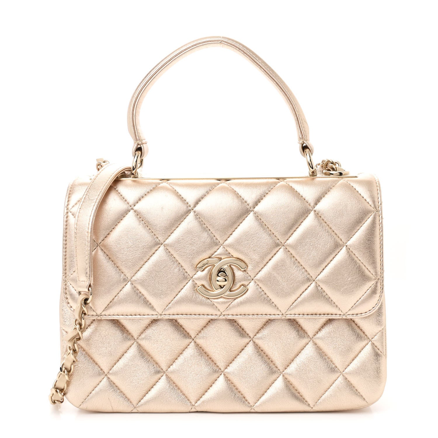 Chanel Metallic Lambskin Quilted Small Trendy CC Flap Dual Handle