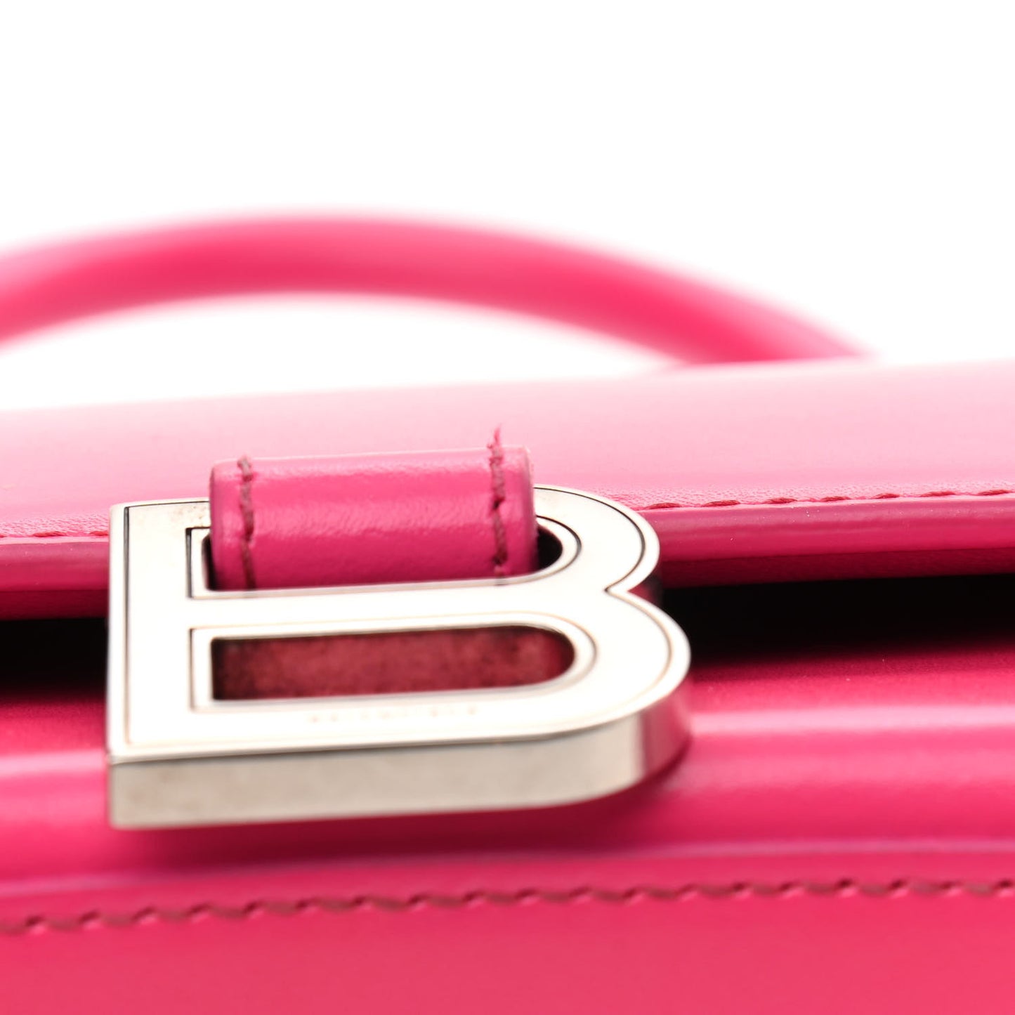 Shiny Box Calfskin Small Hourglass Top Handle Bag Acid Fuchsia