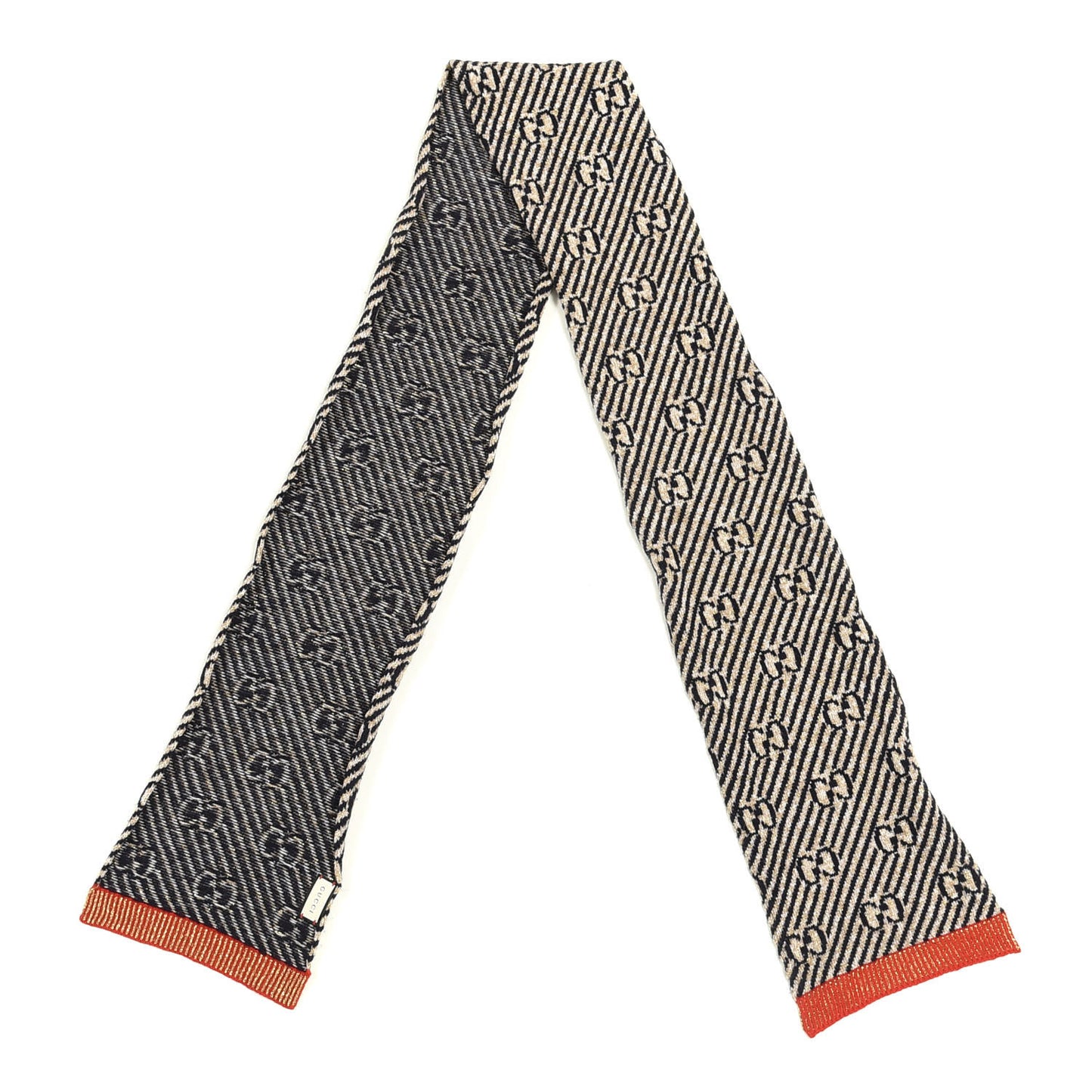 Wool Lame Jacquard GG Monogram Regy Scarf Black Red