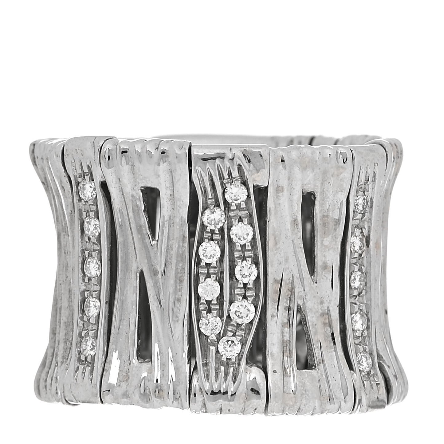 18K White Gold Diamond Wide Elefantino Ring 48 4.5