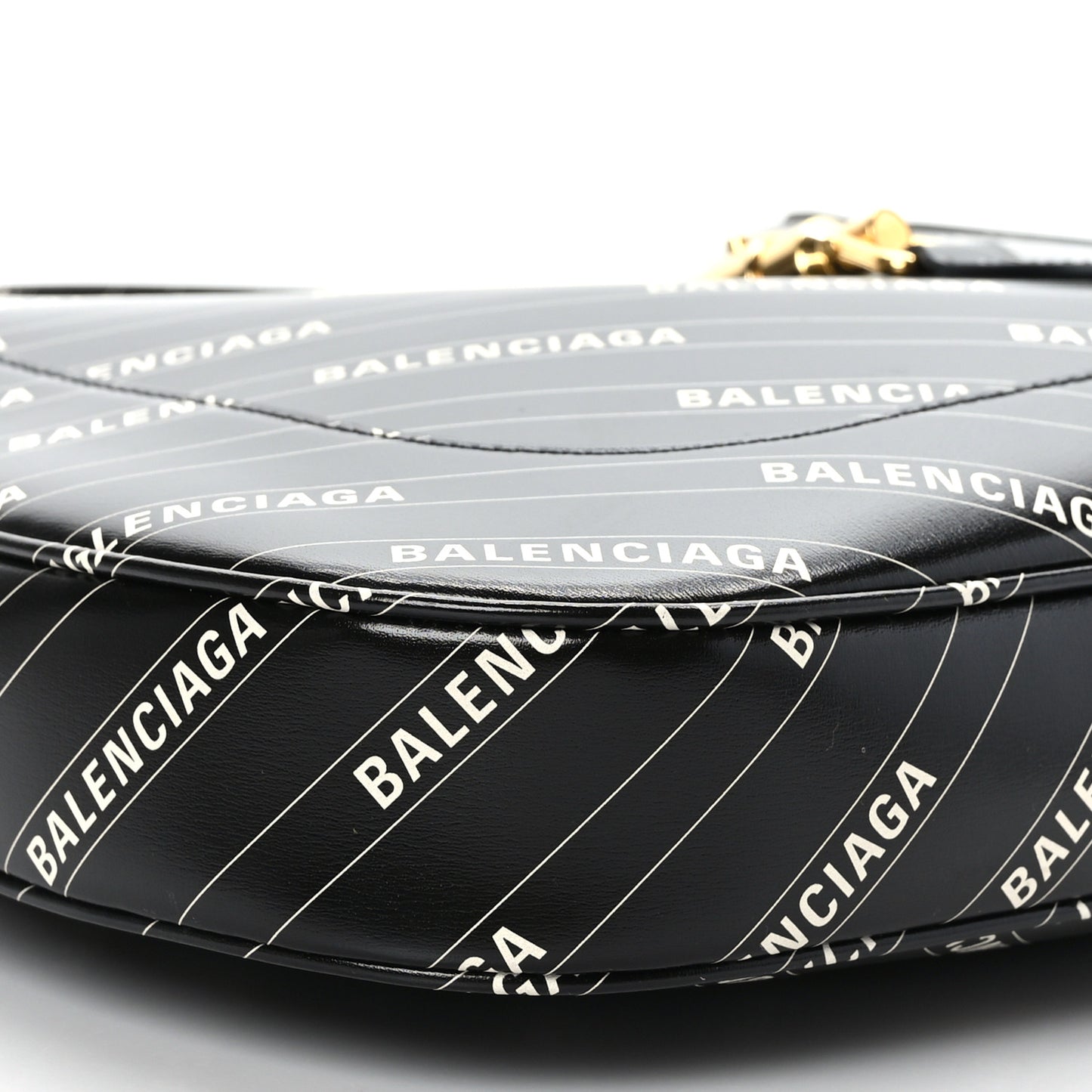 X BALENCIAGA Calfskin Logo Print Medium Jackie 1961 Hobo Black