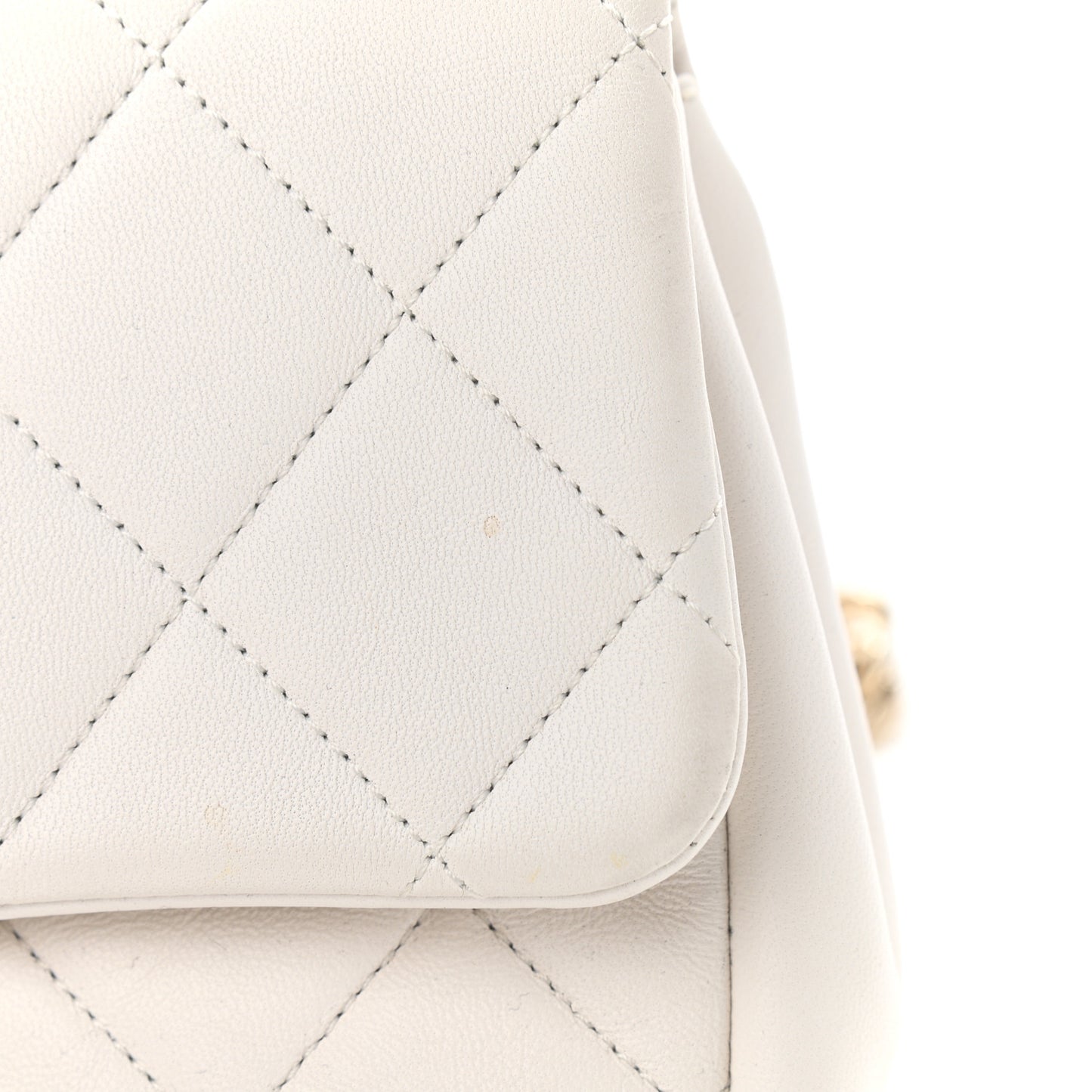 Lambskin Quilted Resin Bi-Color Chain Flap Bag White