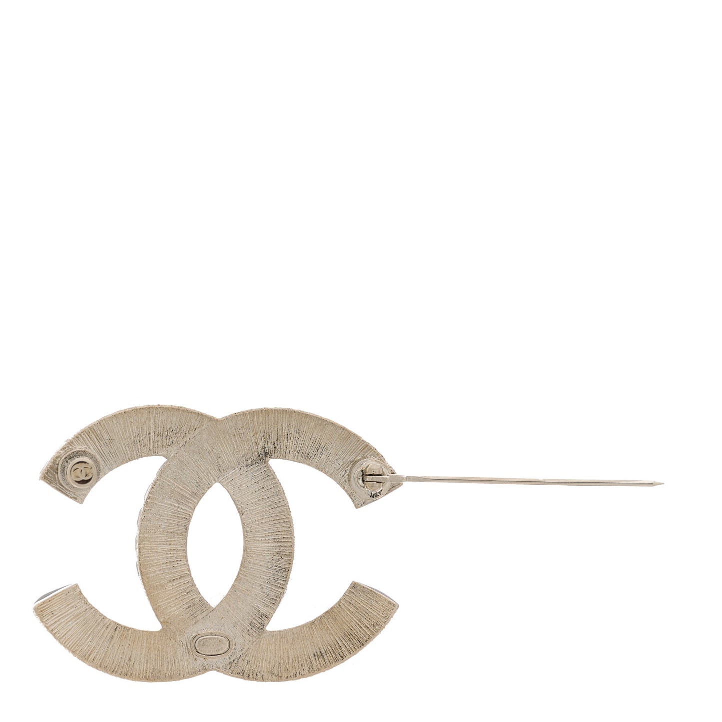 Baguette Crystal CC Brooch Silver