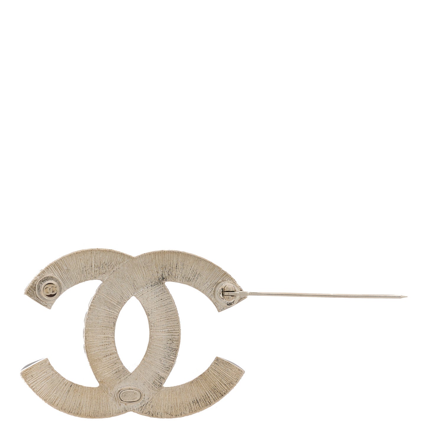 Chanel Baguette Crystal CC Brooch Silver 3 of 5