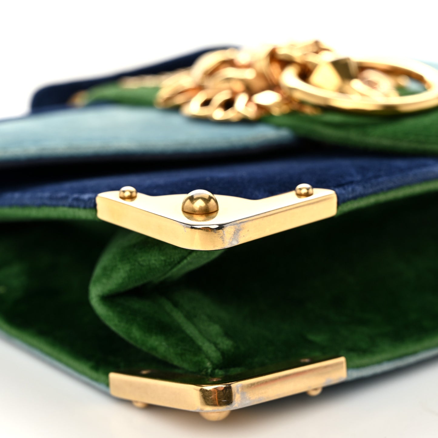 Velluto Lions Head Cahier Shoulder Bag Azzurro
