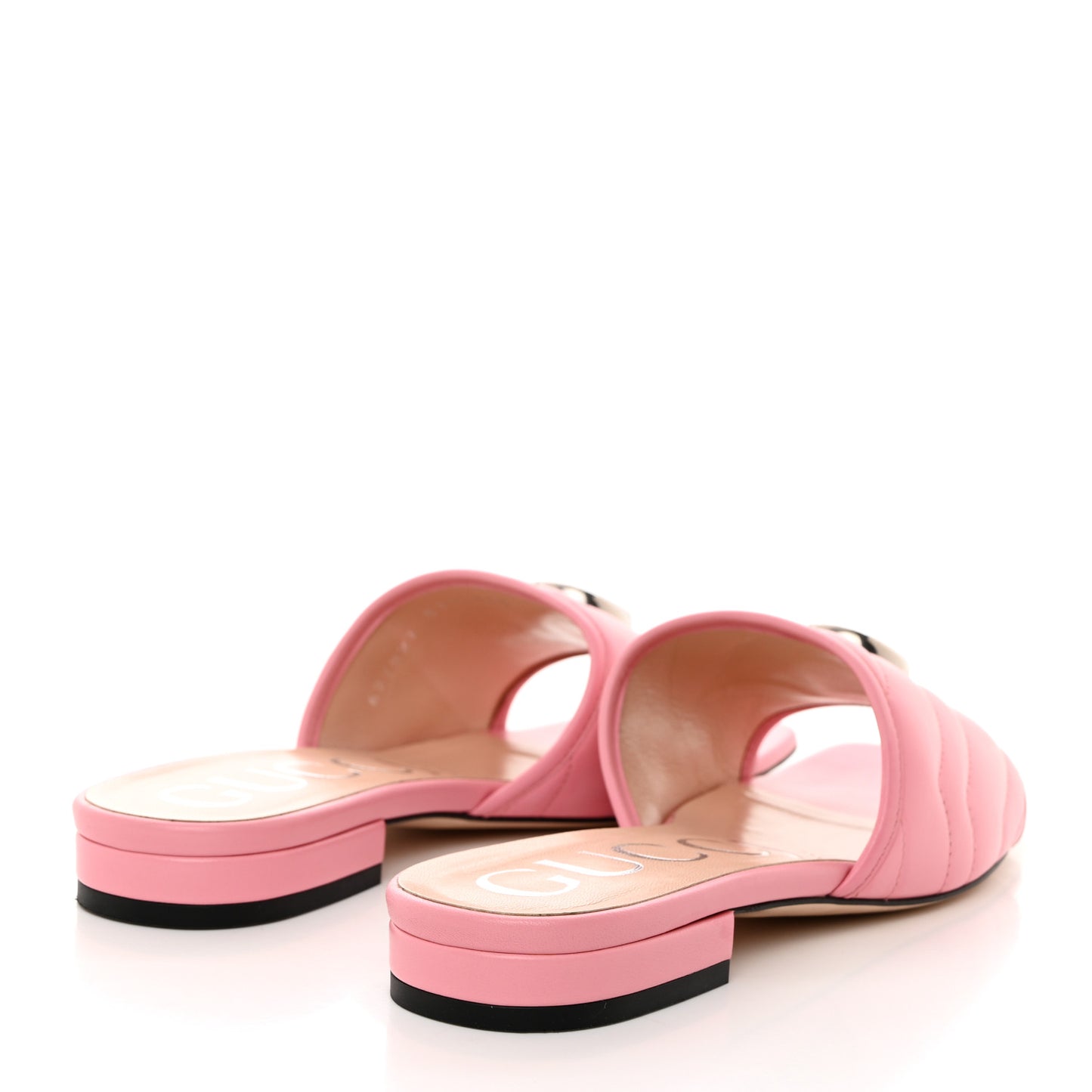 Nappa Matelasse GG Marmont Flat Slide Sandals 37.5 Wild Rose