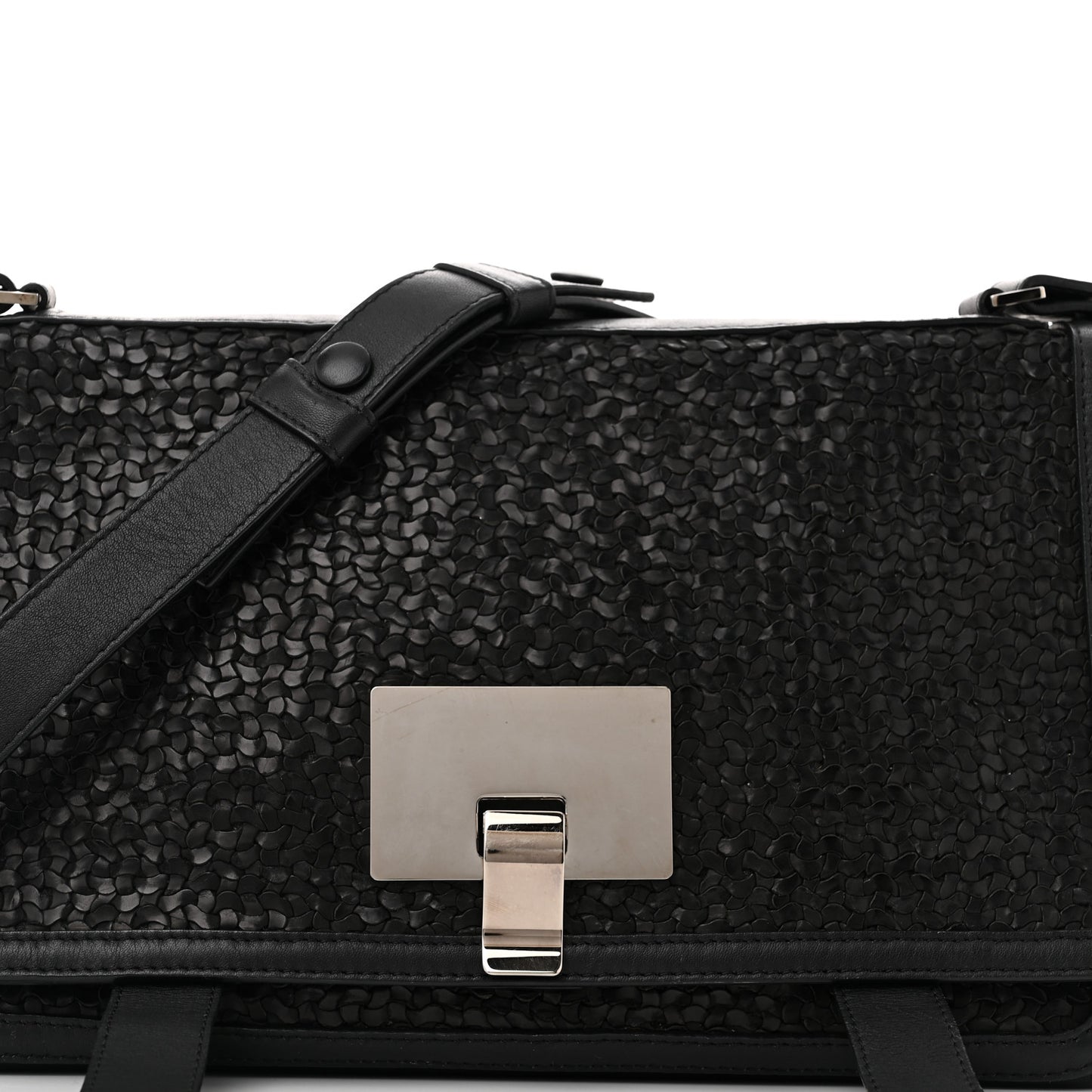 Calfskin Woven Small Lunch Bag Black