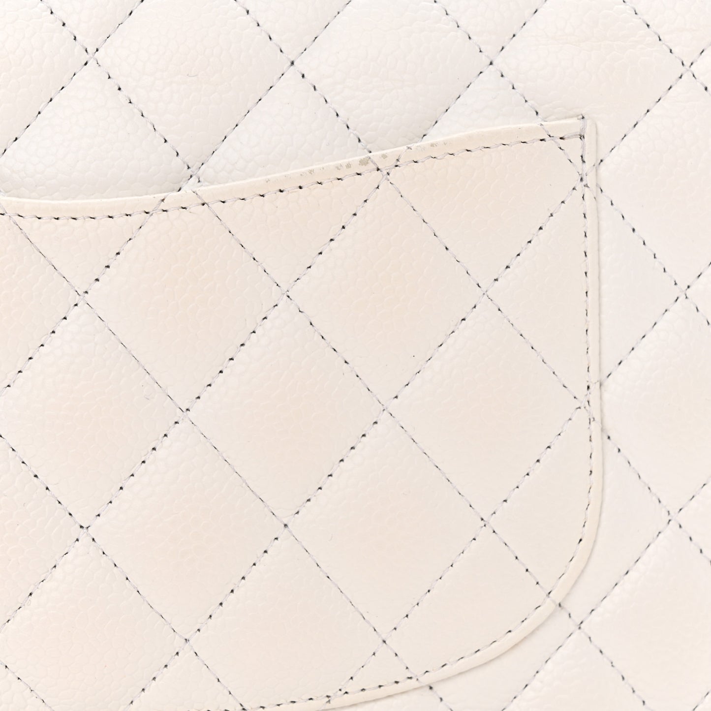 Caviar Quilted Medium Double Flap White