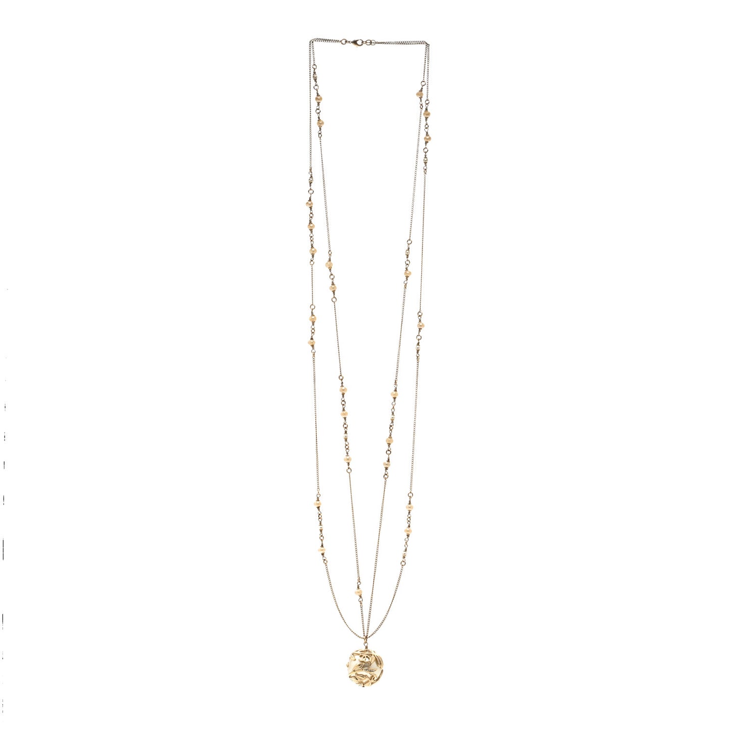 Crystal Pearl Drop Multi Chain Necklace Gold