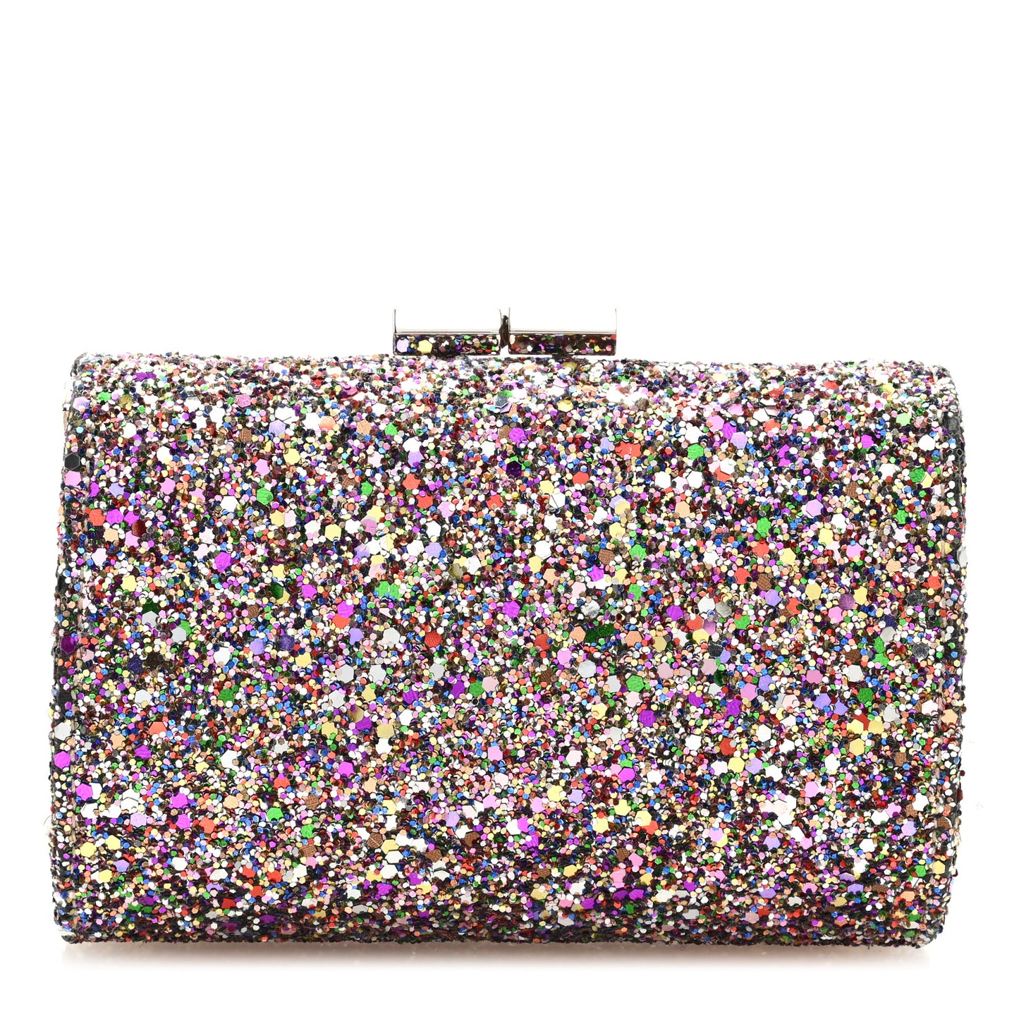 Coarse Glitter Kiss Lock Clutch Bubblegum Mix