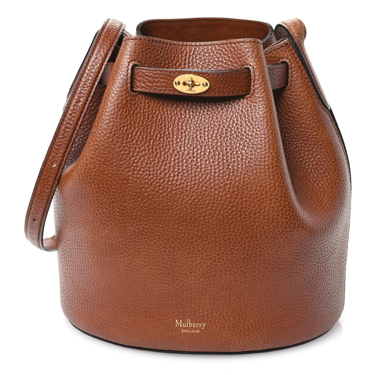 Small Classic Grain Calfskin Small Abbey Bucket Bag Oak