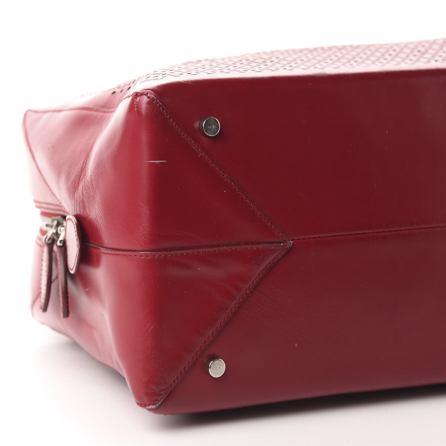 Calfskin Lux Laser Cut Tote Red