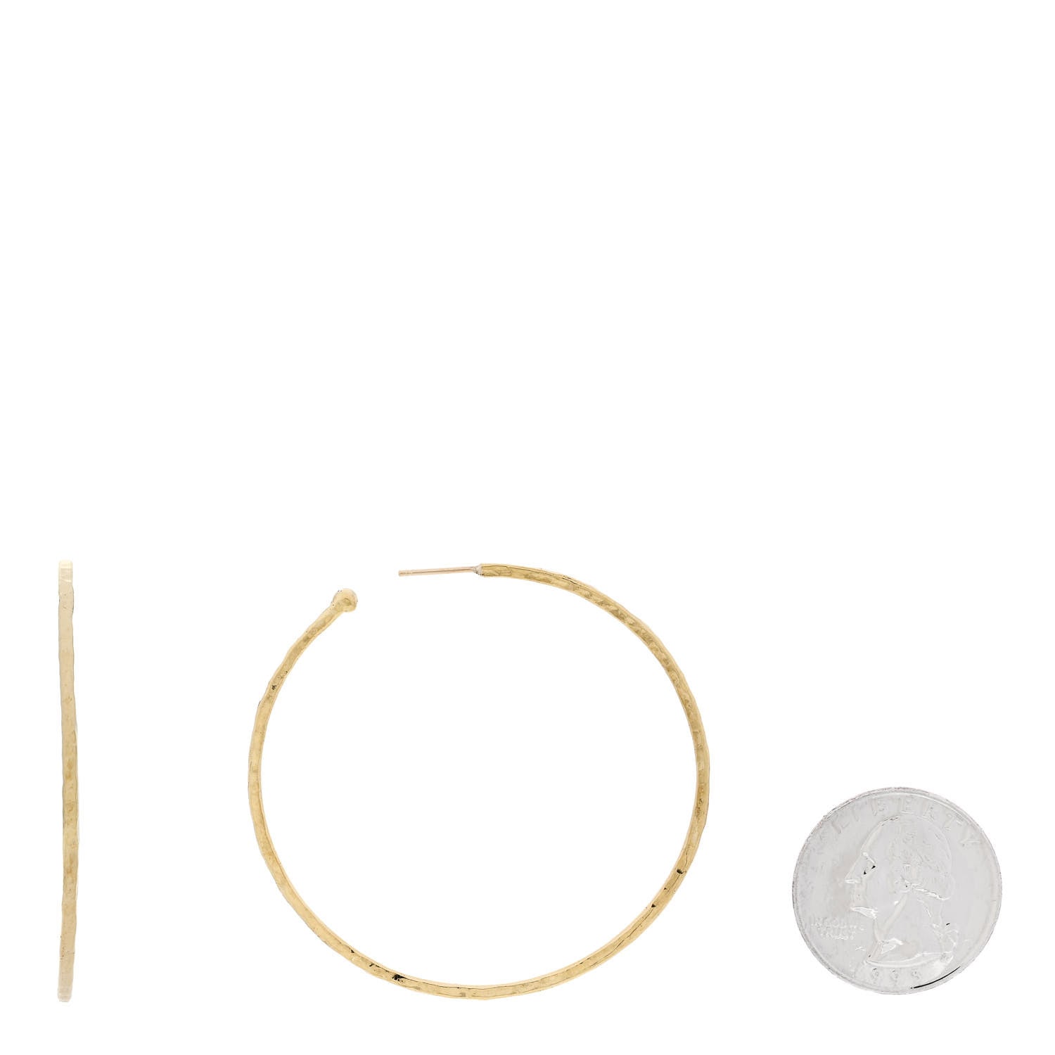 Jennifer Meyer 18K Yellow Gold Medium Hammered Hoop Earrings 2 of 4