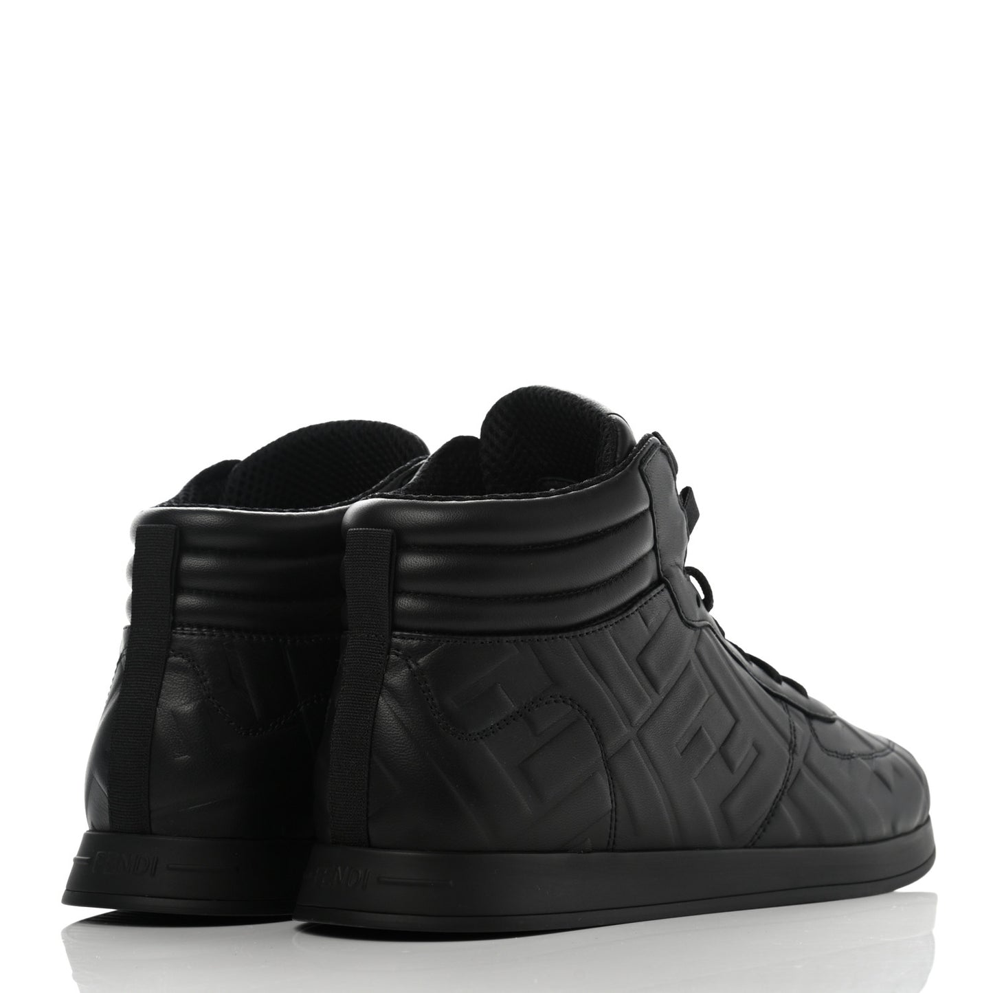 Nappa Macro FF Embossed High Top Sneakers 37 Black