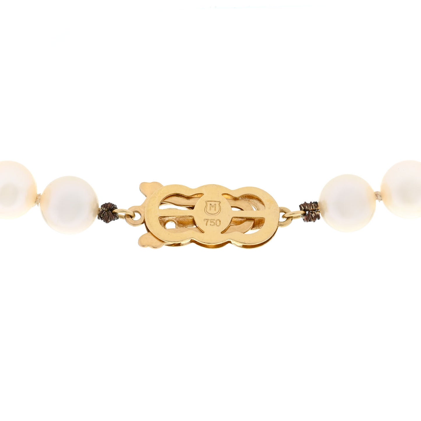 18K Yellow Gold Akoya Cultured Pearl 7-7.5mm Strand Necklace 14"