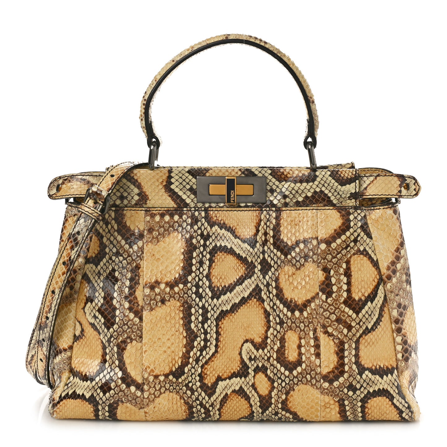 Snakeskin Medium Peekaboo Iconic Satchel Tan