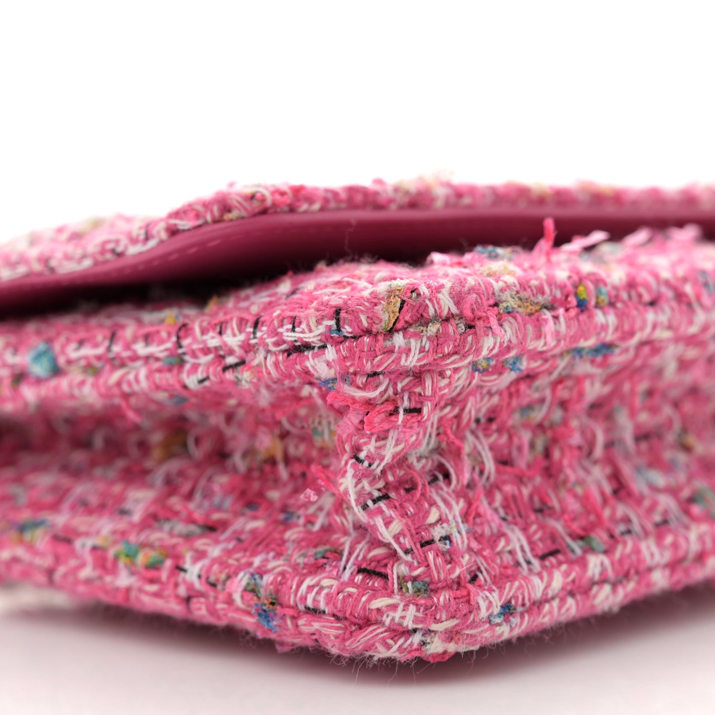 Tweed Quilted Wallet On Chain WOC Pink Blue White