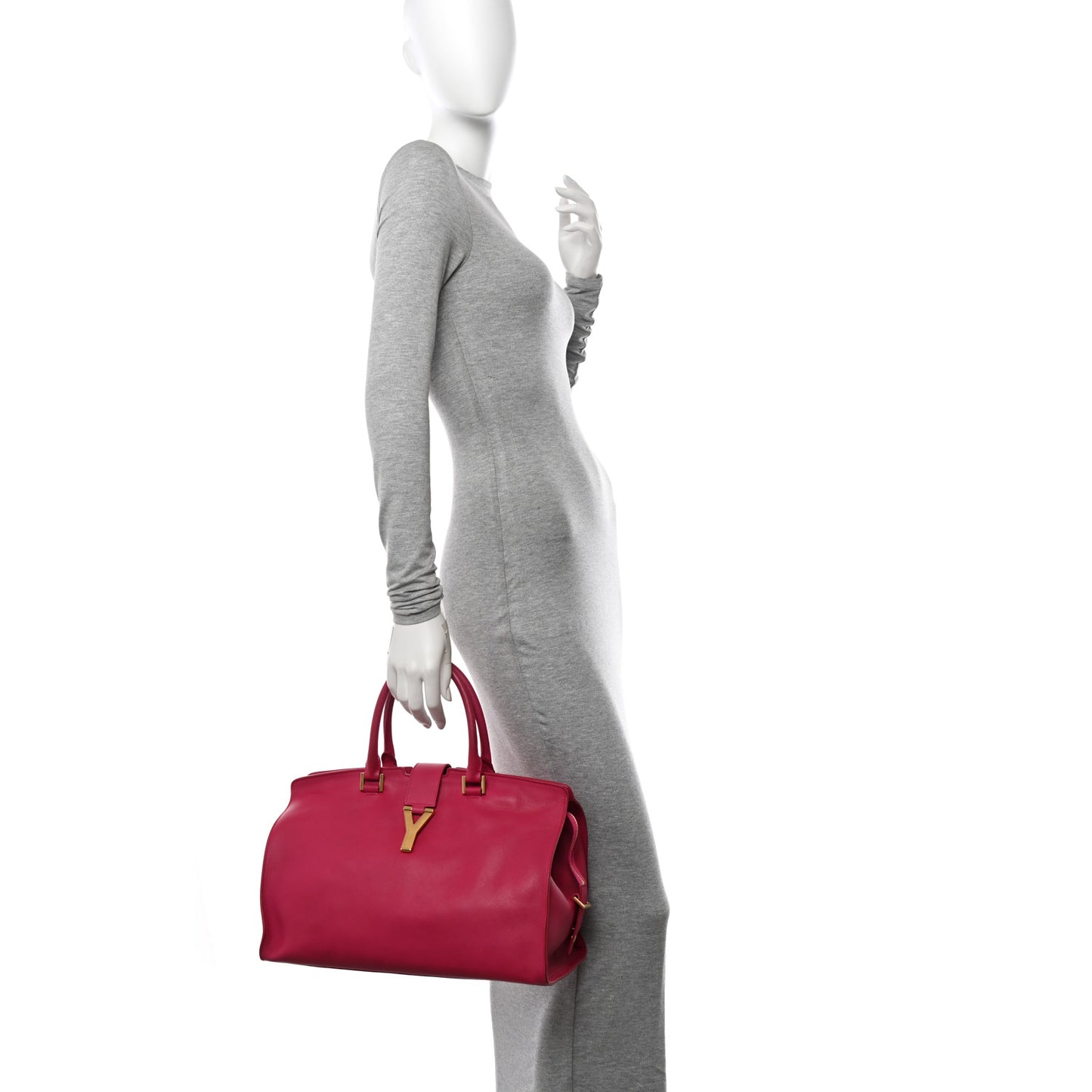 Calfskin Medium Classic Y Cabas Fuchsia