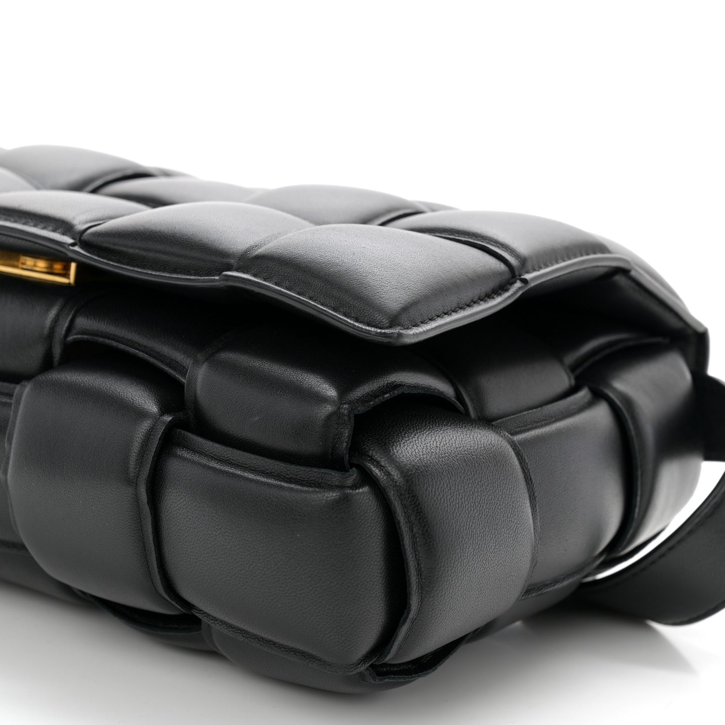 Nappa Maxi Intreccio Padded Cassette Crossbody Bag Black