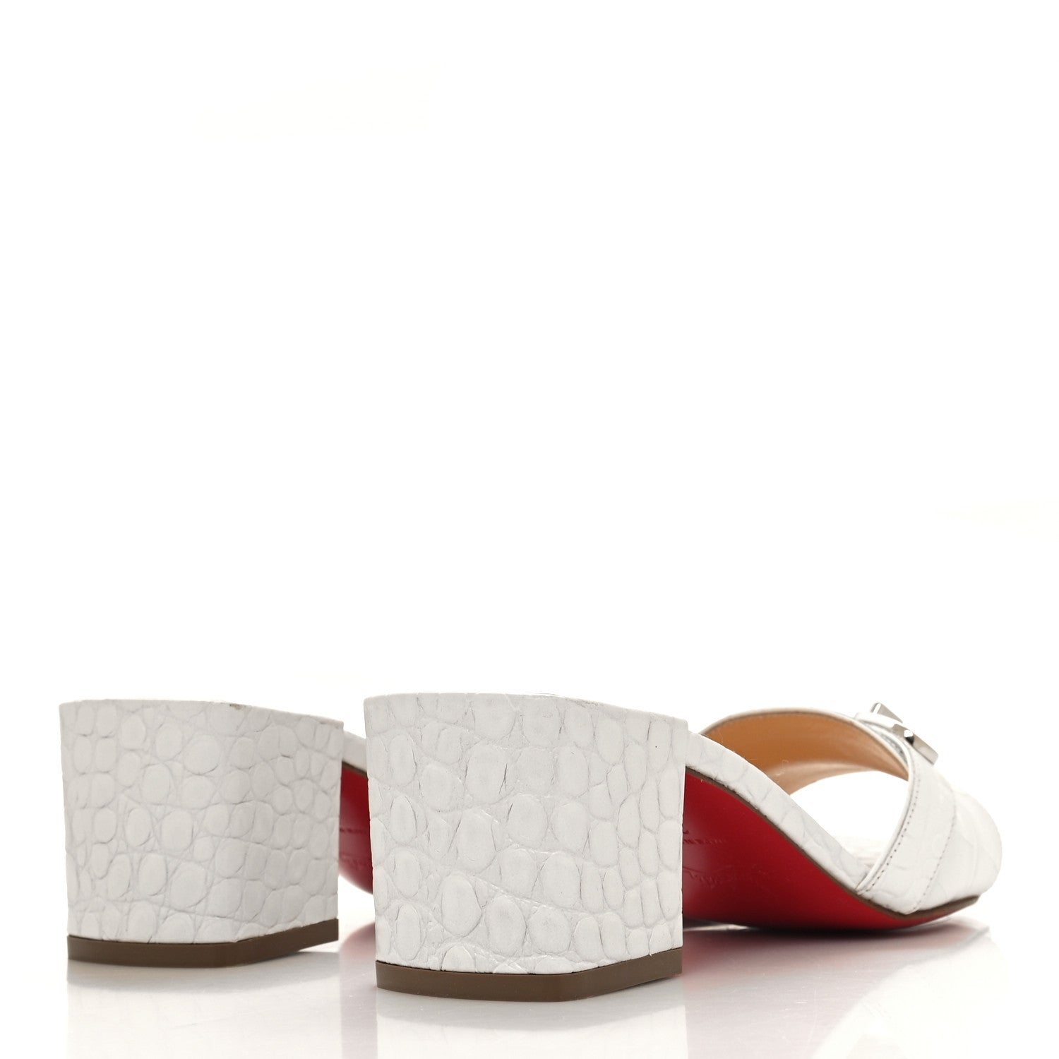 Christian Louboutin Calfskin Crocodile Embossed Lock Art 55 Sandals 35 Bianco 4 of 8