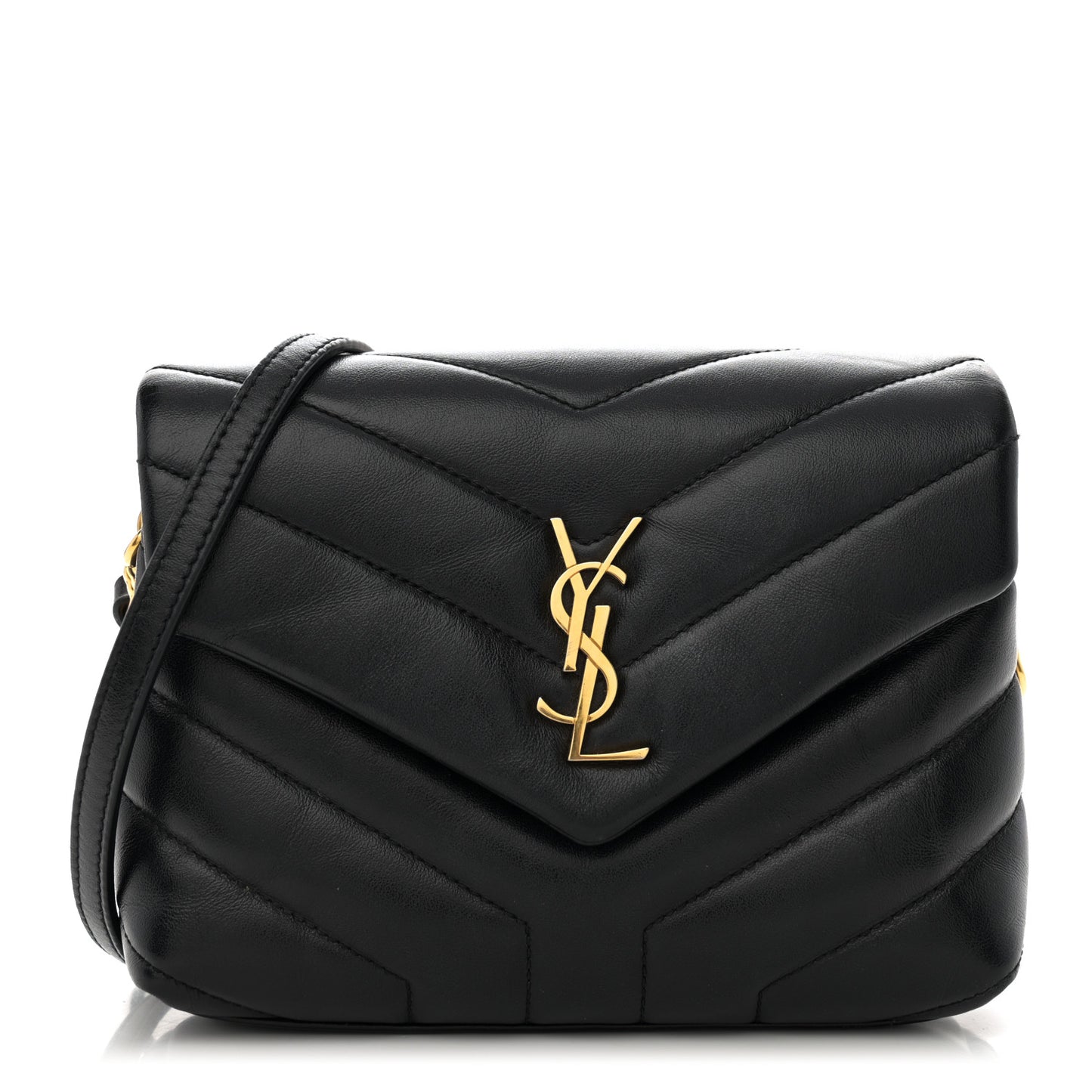 Calfskin Y Quilted Monogram Toy Loulou Crossbody Bag Black