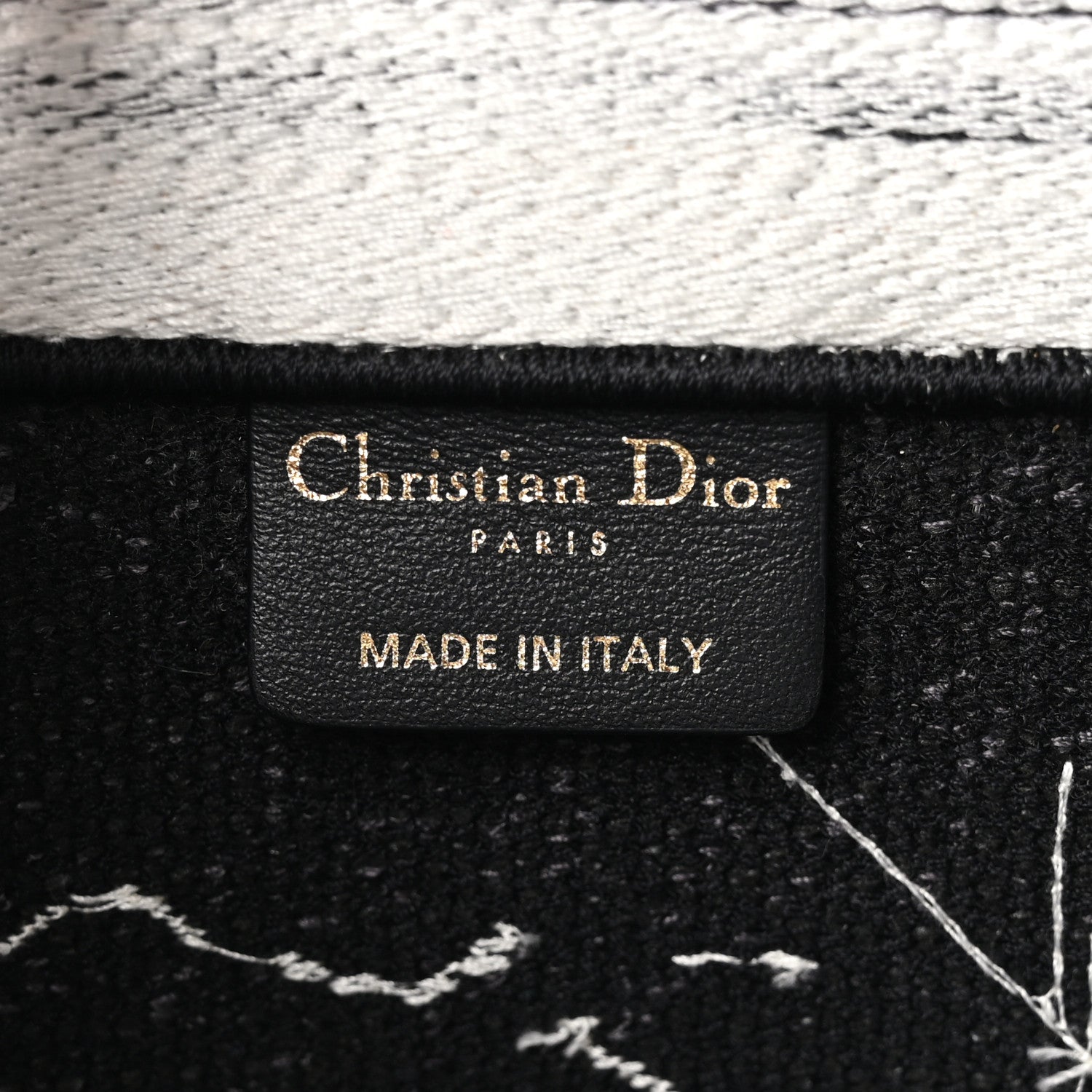 Christian Dior Canvas Embroidered Medium New York Book Tote Black White 6 of 10