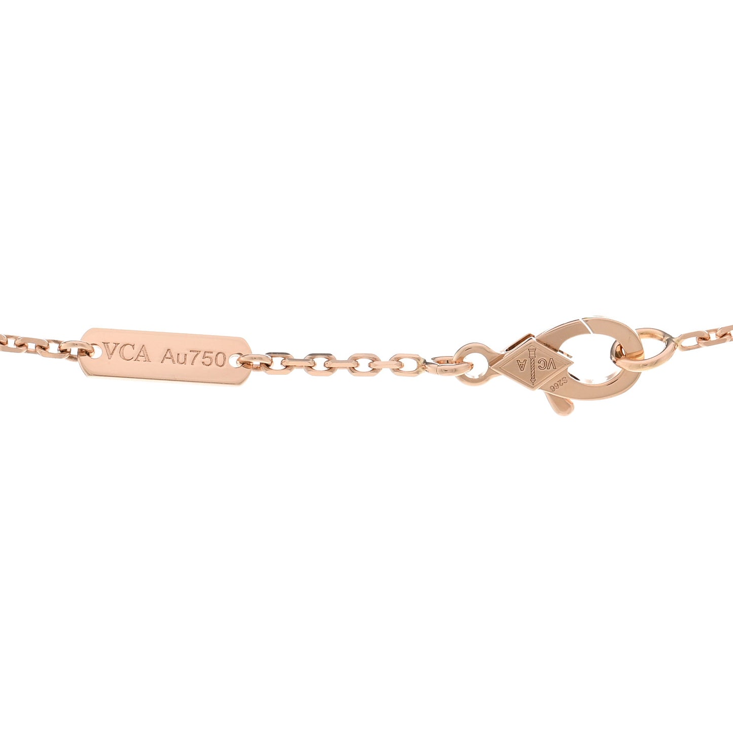 18K Rose Gold Diamond Silver Obsidian Vintage Alhambra Pendant Necklace