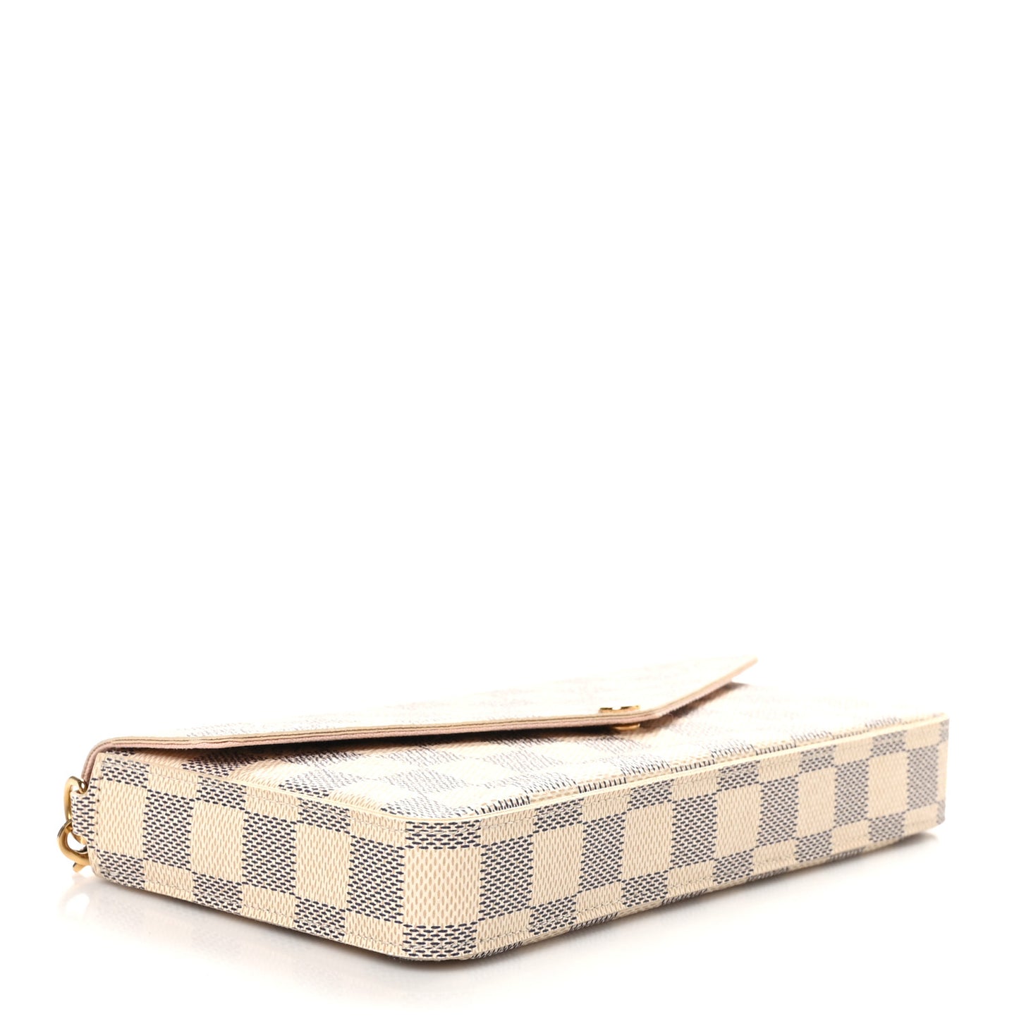 Damier Azur Pochette Felicie Chain Wallet Rose Ballerine