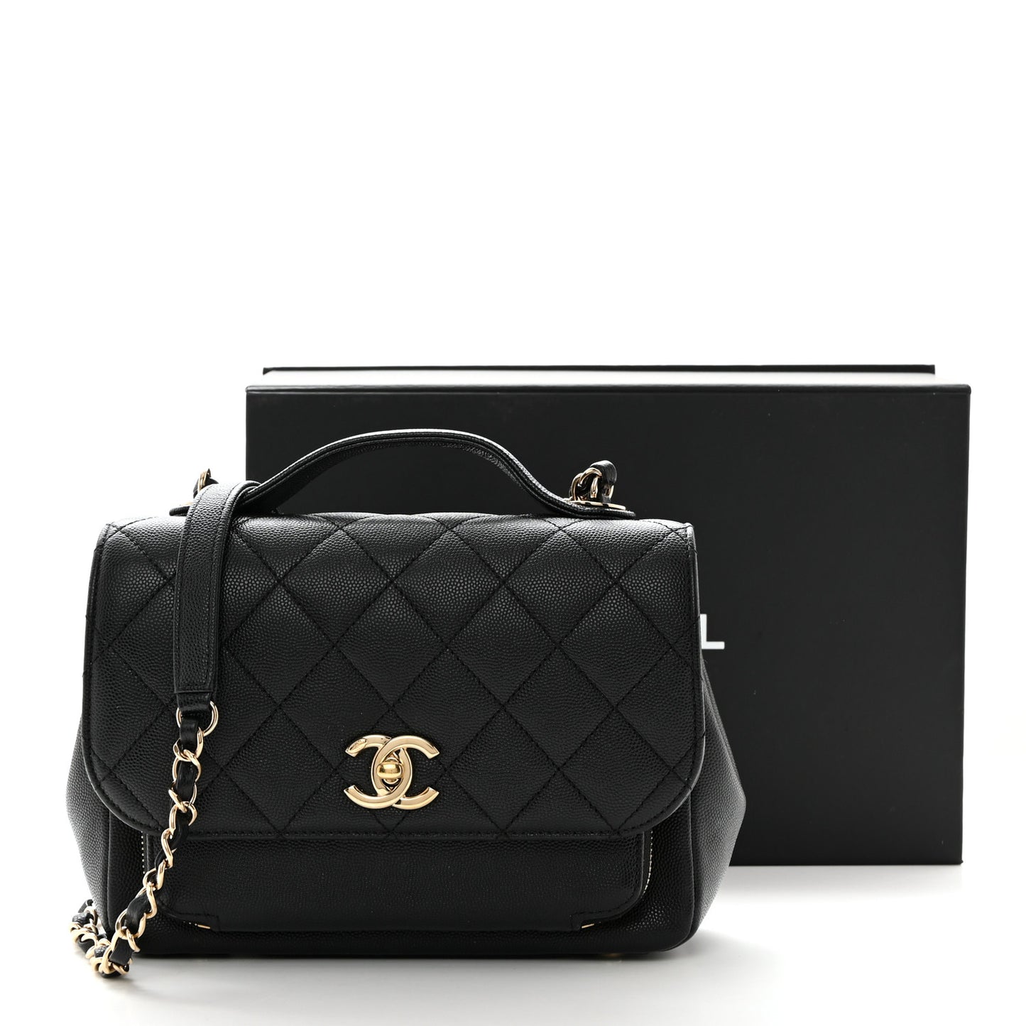 Caviar Quilted Small Business Affinity Flap Black