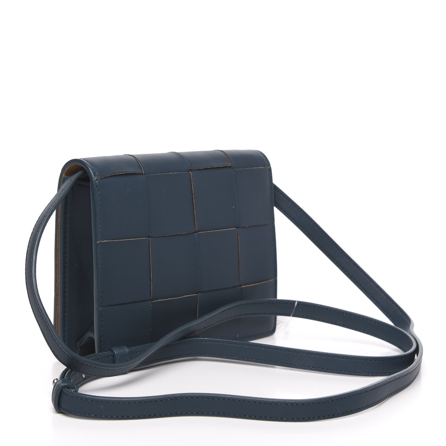 Bottega Veneta Lambskin Maxi Intrecciato Mini Cassette Crossbody Bag Petrol Blue 3 of 8