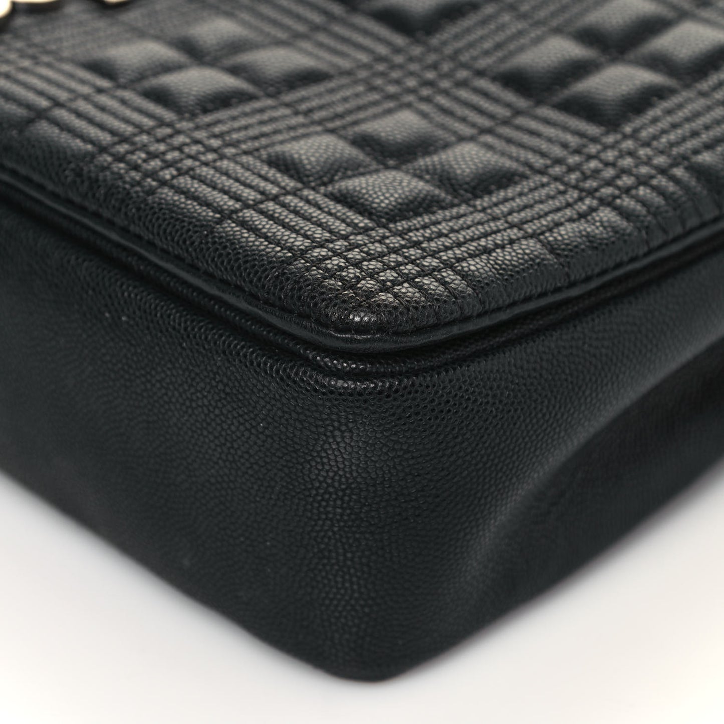 Grainy Calfskin Quilted Medium Lola Bag Black
