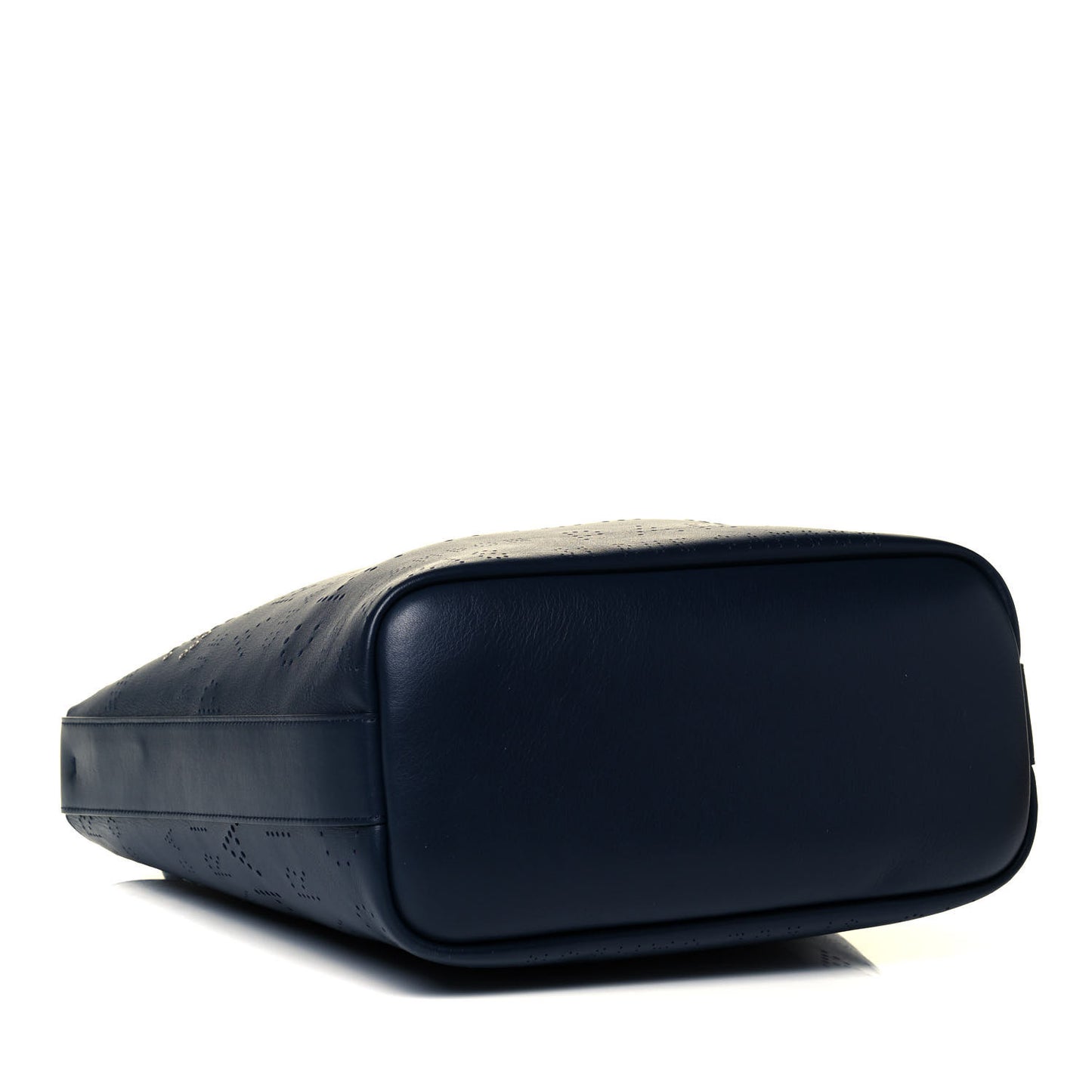 Calfskin Tweed Small Logo Eyelets Shopping Tote Navy Blue