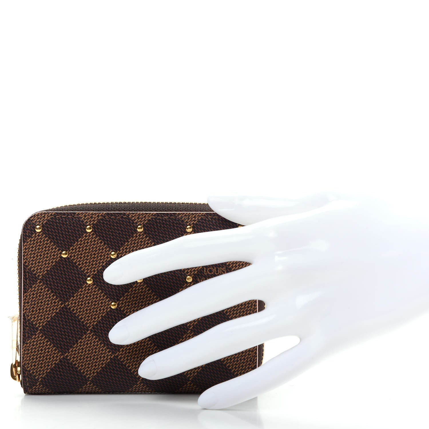 Louis Vuitton Damier Ebene Studded Zippy Coin Purse Rose Ballerine 2 of 8