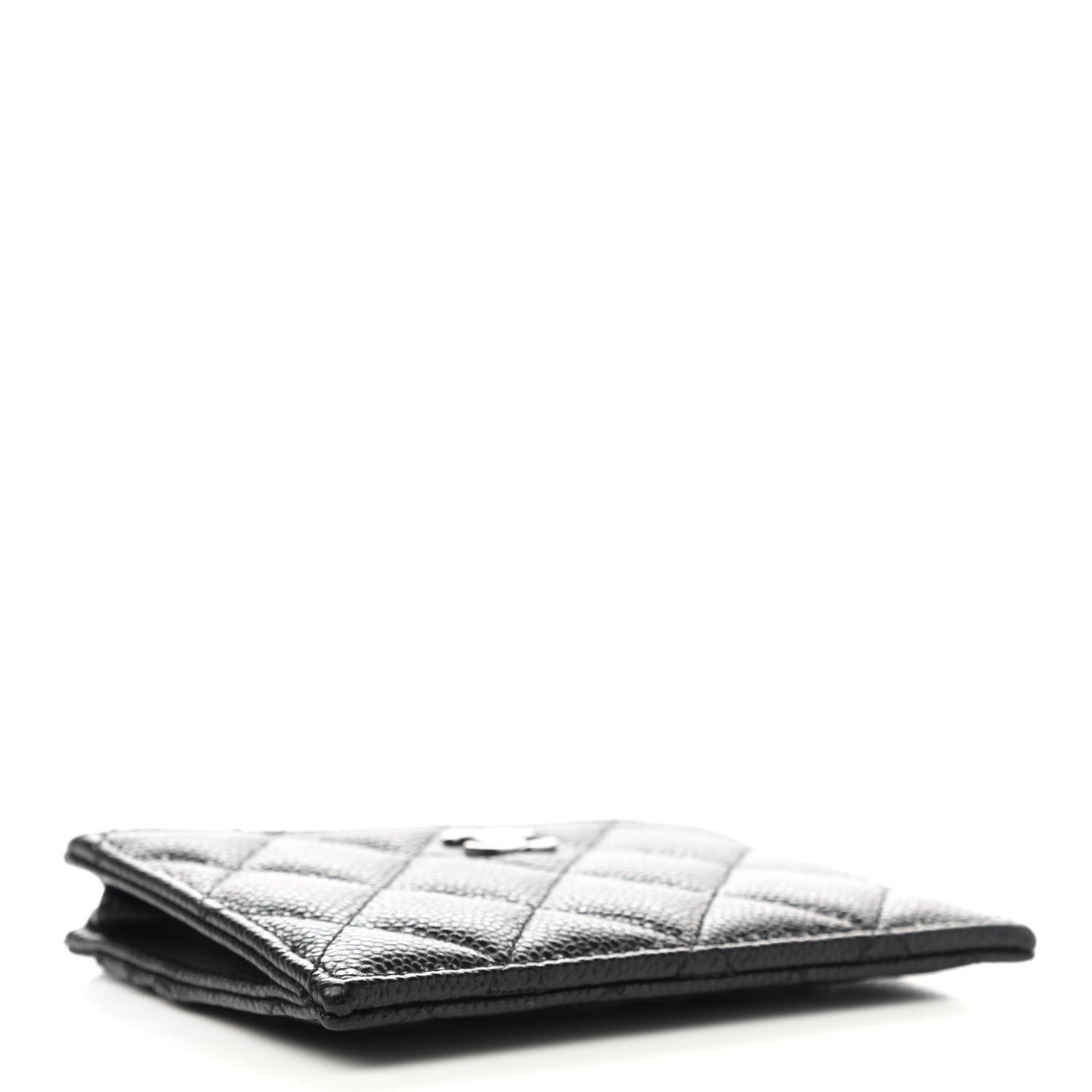 Caviar Quilted CC Zip Card Holder Black