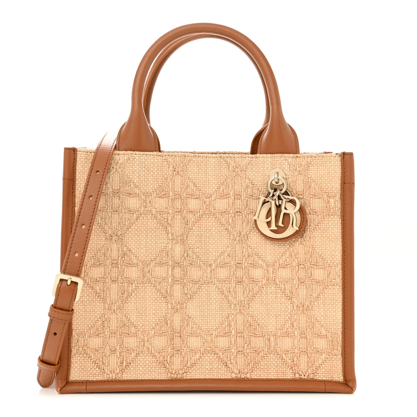 CHRISTIAN DIOR Raffia Macro Cannage Small Book Tote Natural