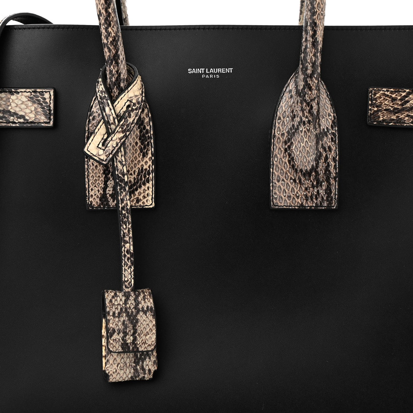 Calfskin Snake Skin Small Sac De Jour Black