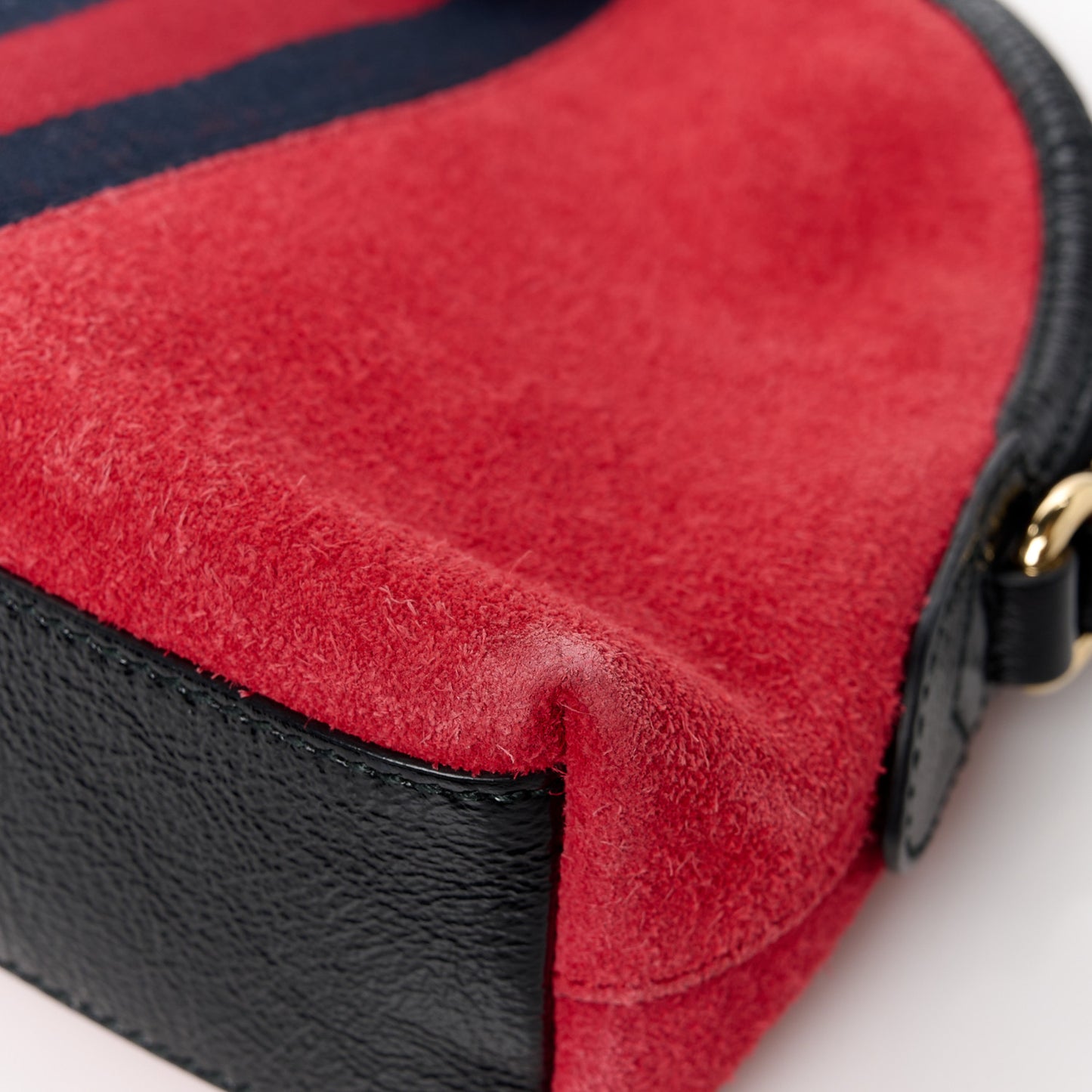 Suede Patent Web GG Small Ophidia Dome Shoulder Bag Hibiscus Red