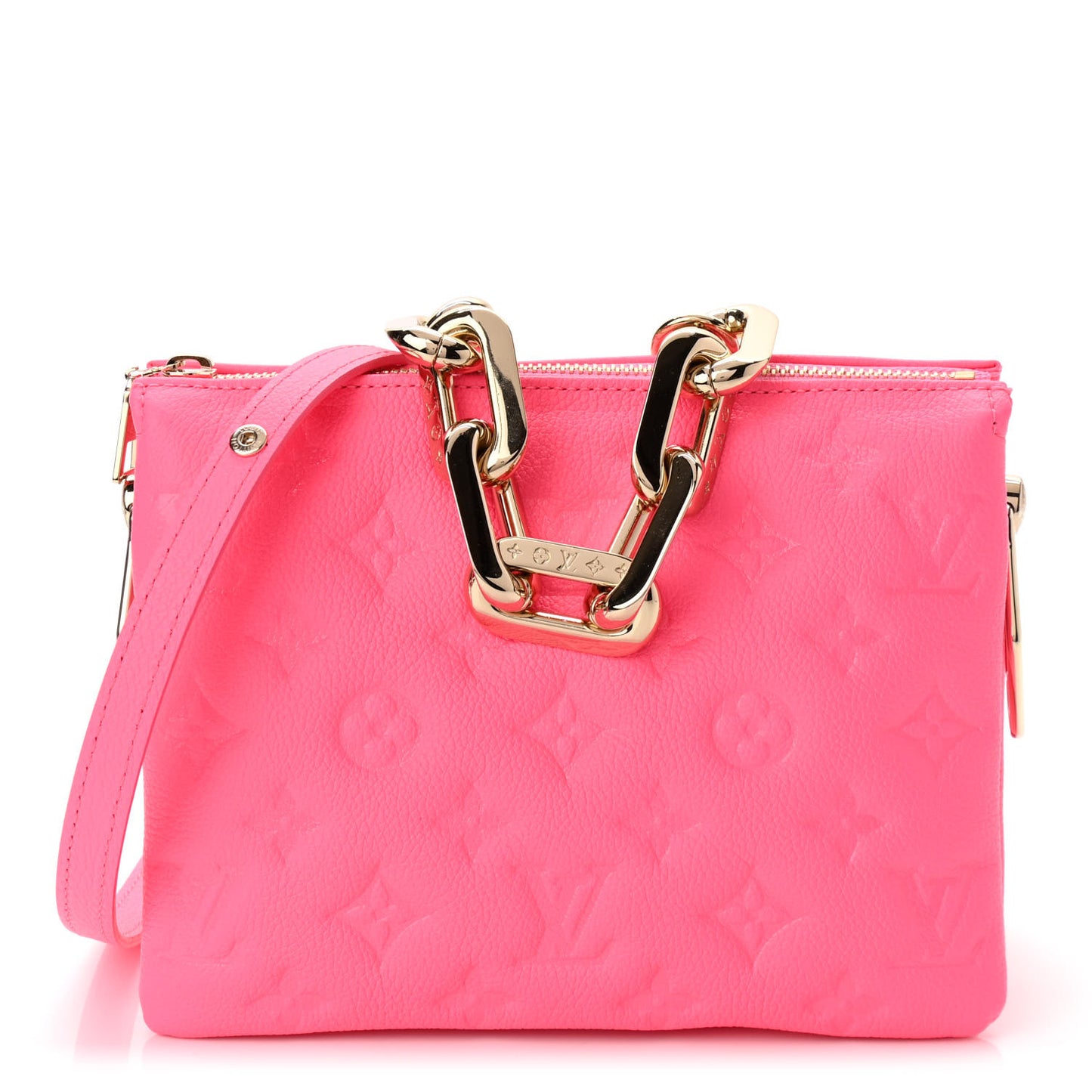 Calfskin Embossed Monogram Coussin BB Rose Fluo