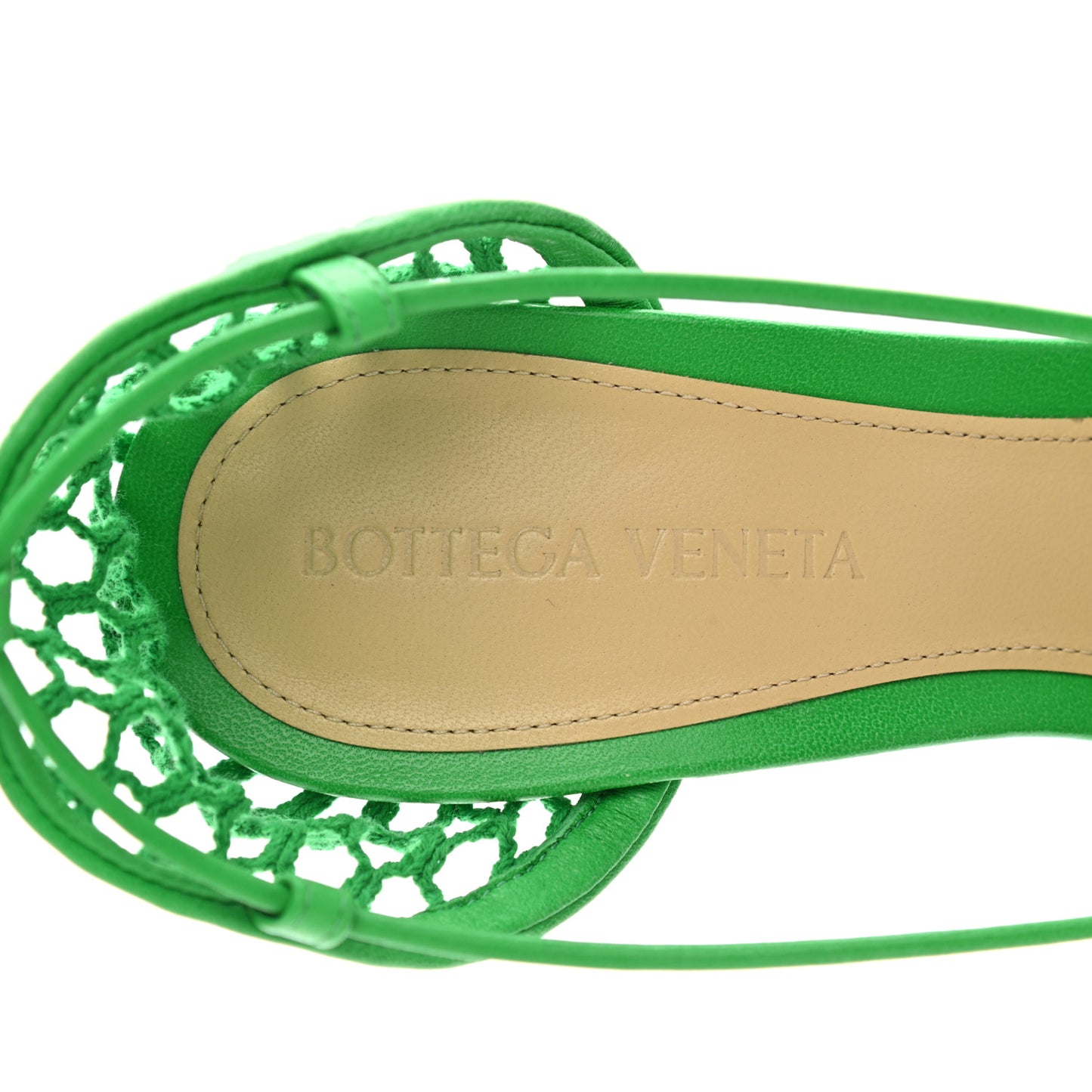 Mesh Nappa Stretch Ankle Tie 90mm Sandals 36 Grass