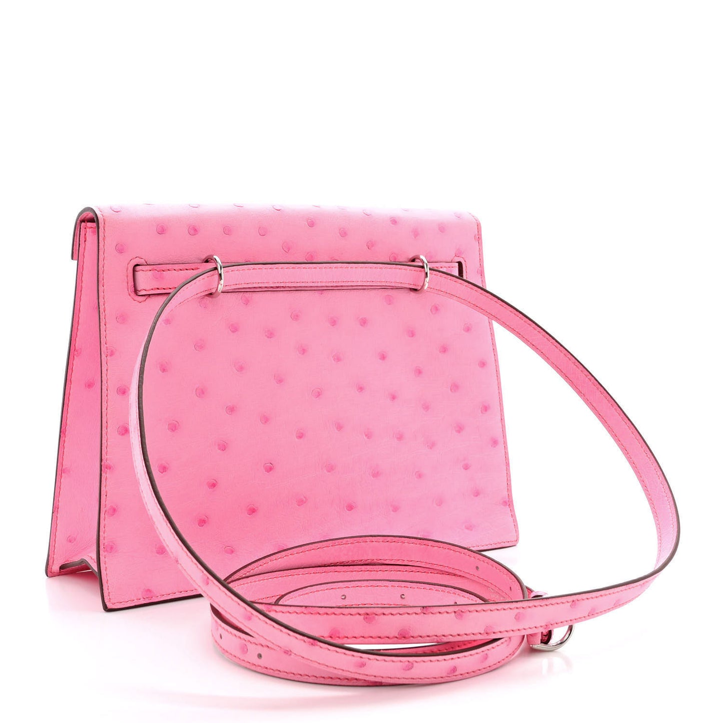 Ostrich Kelly Danse II Belt Bag Rose Bubblegum