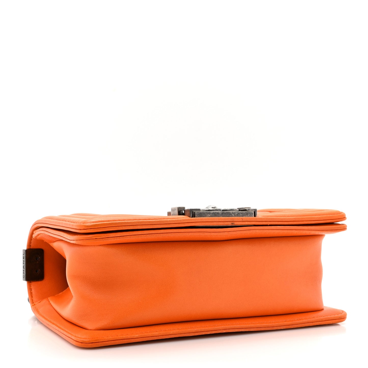 Lambskin Quilted Small Boy Flap Orange
