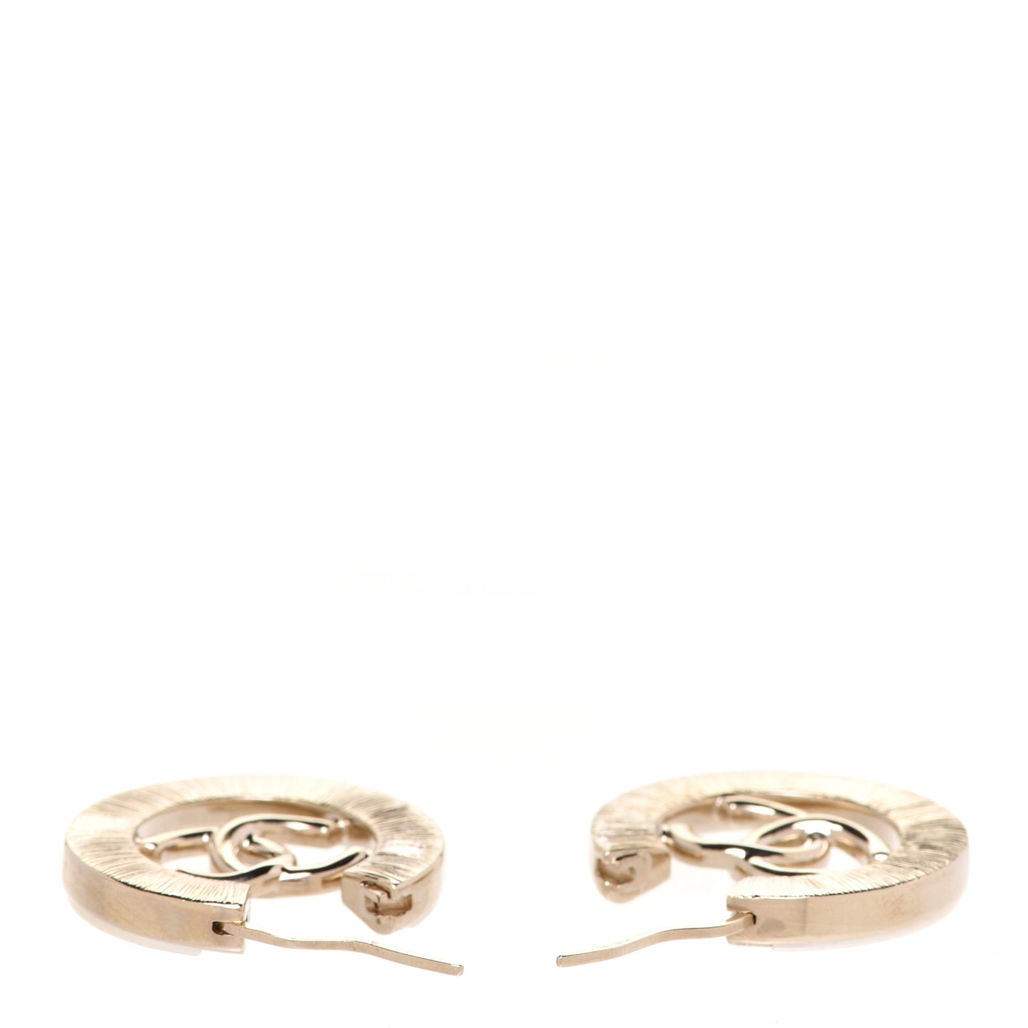 Metal Crystal Strass CC Hoop Earrings Gold