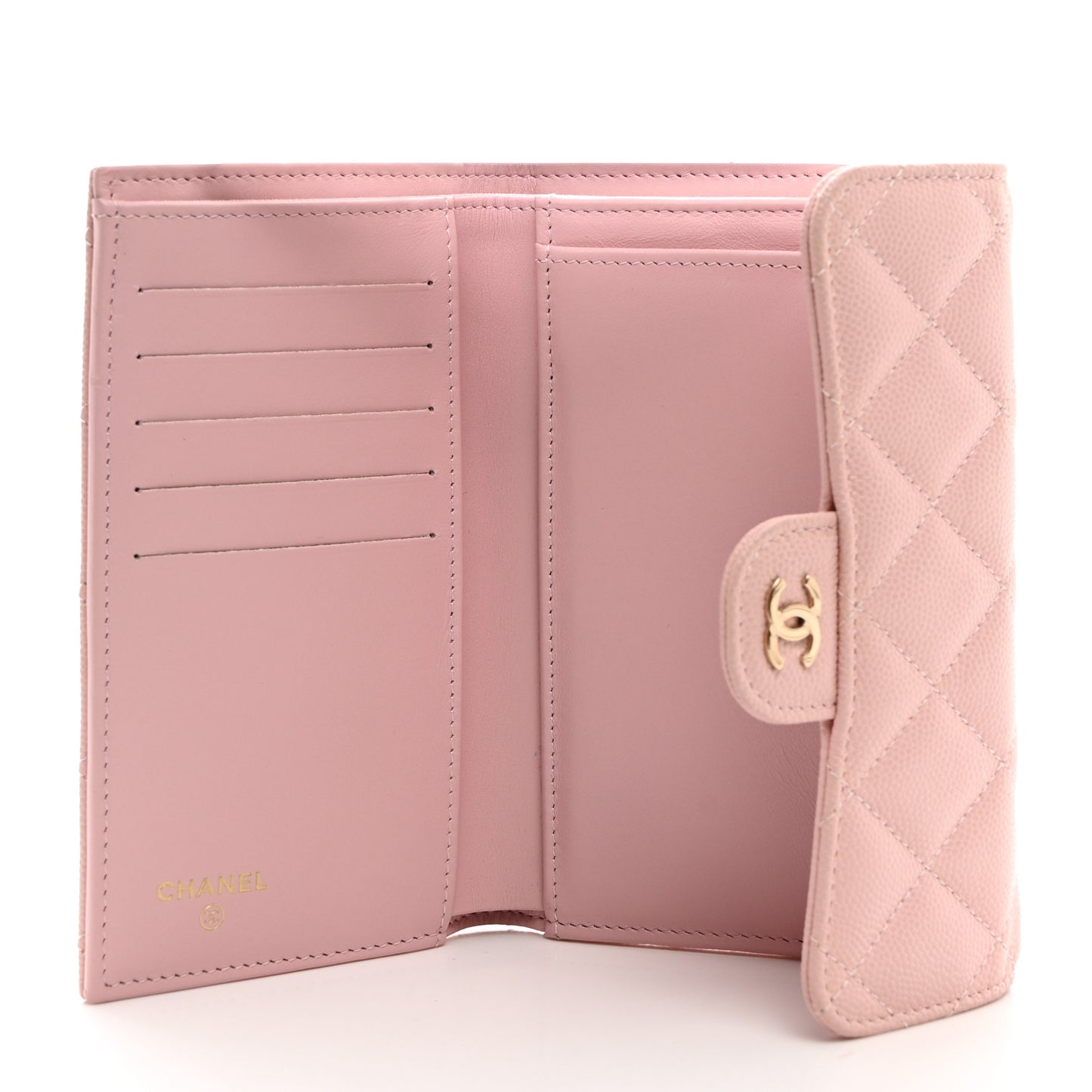 Caviar Quilted Medium Flap Wallet Light Pink