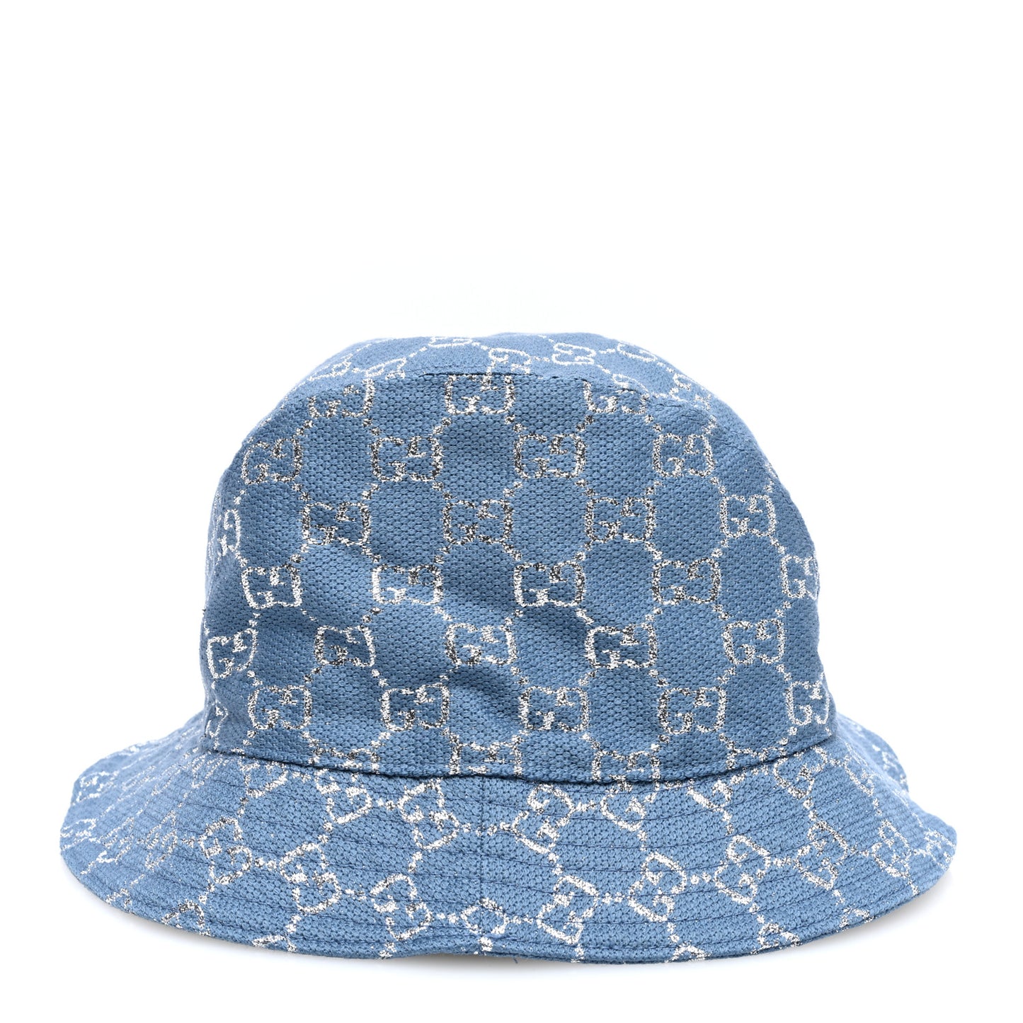 Canvas Lame GG Monogram Bucket Hat S Light Blue Silver